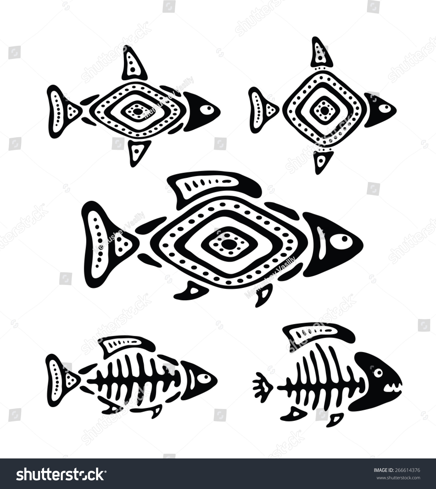 Black Fish Native Style Vector Illustration Stock Vector (Royalty Free ...