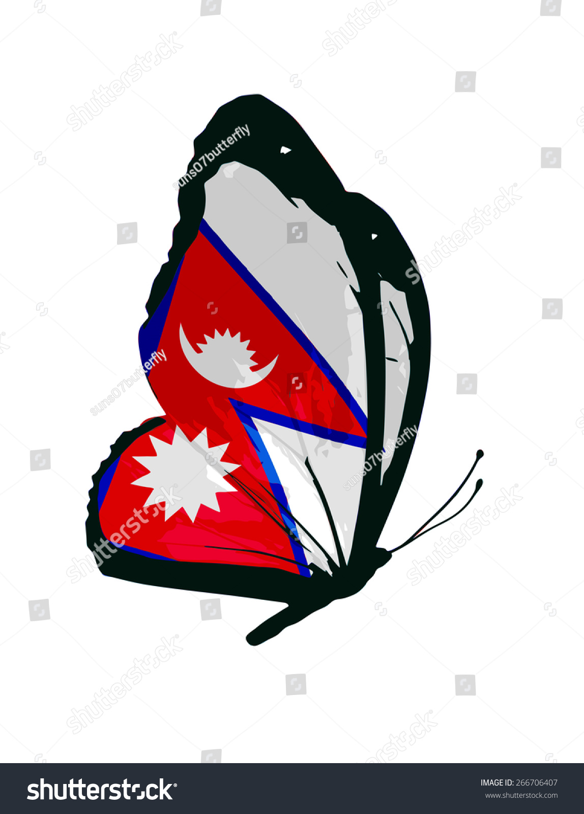 Nepal Flag Butterfly Vector Stock Vector (Royalty Free) 266706407 ...