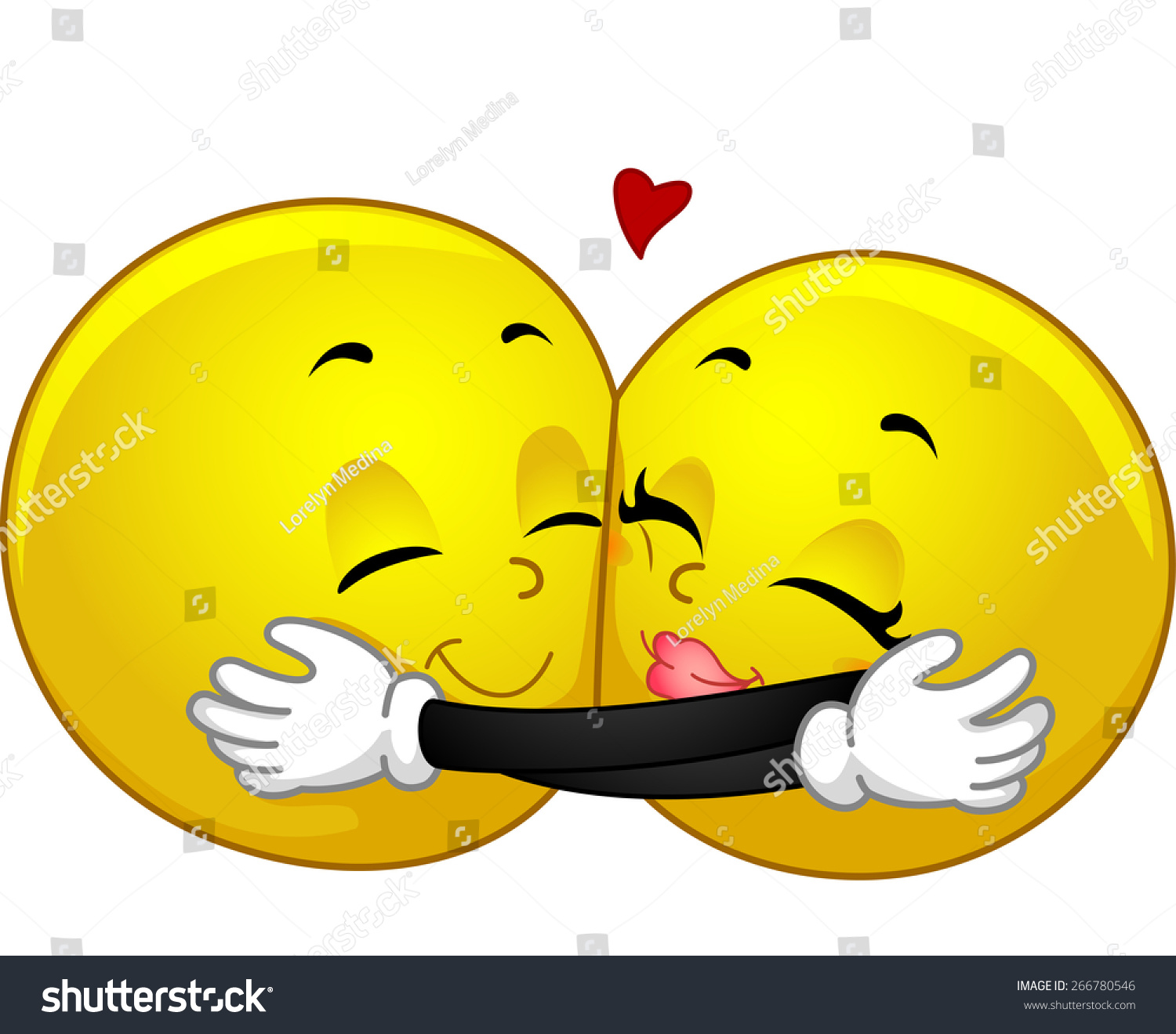 Mascot Illustration Pair Smileys Hugging Stock Vector Royalty Free 266780546 Shutterstock 9455