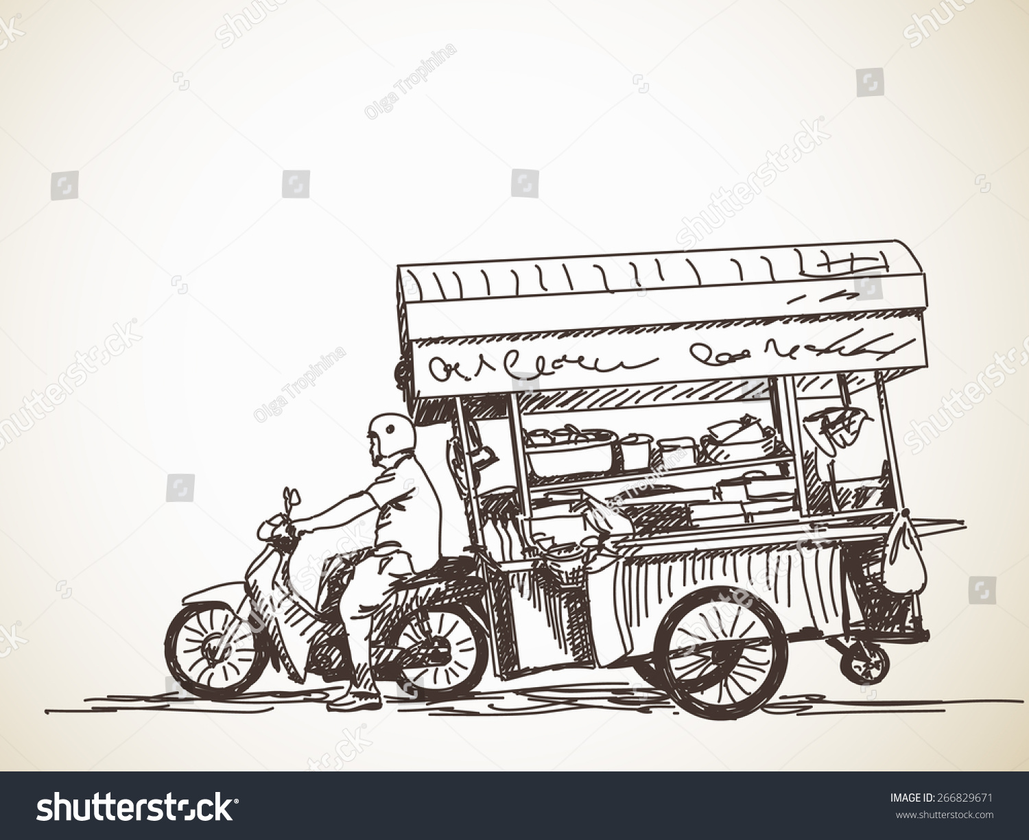 Asian Street Food Restaurant Motorbike Hand Stock Vector (Royalty Free ...