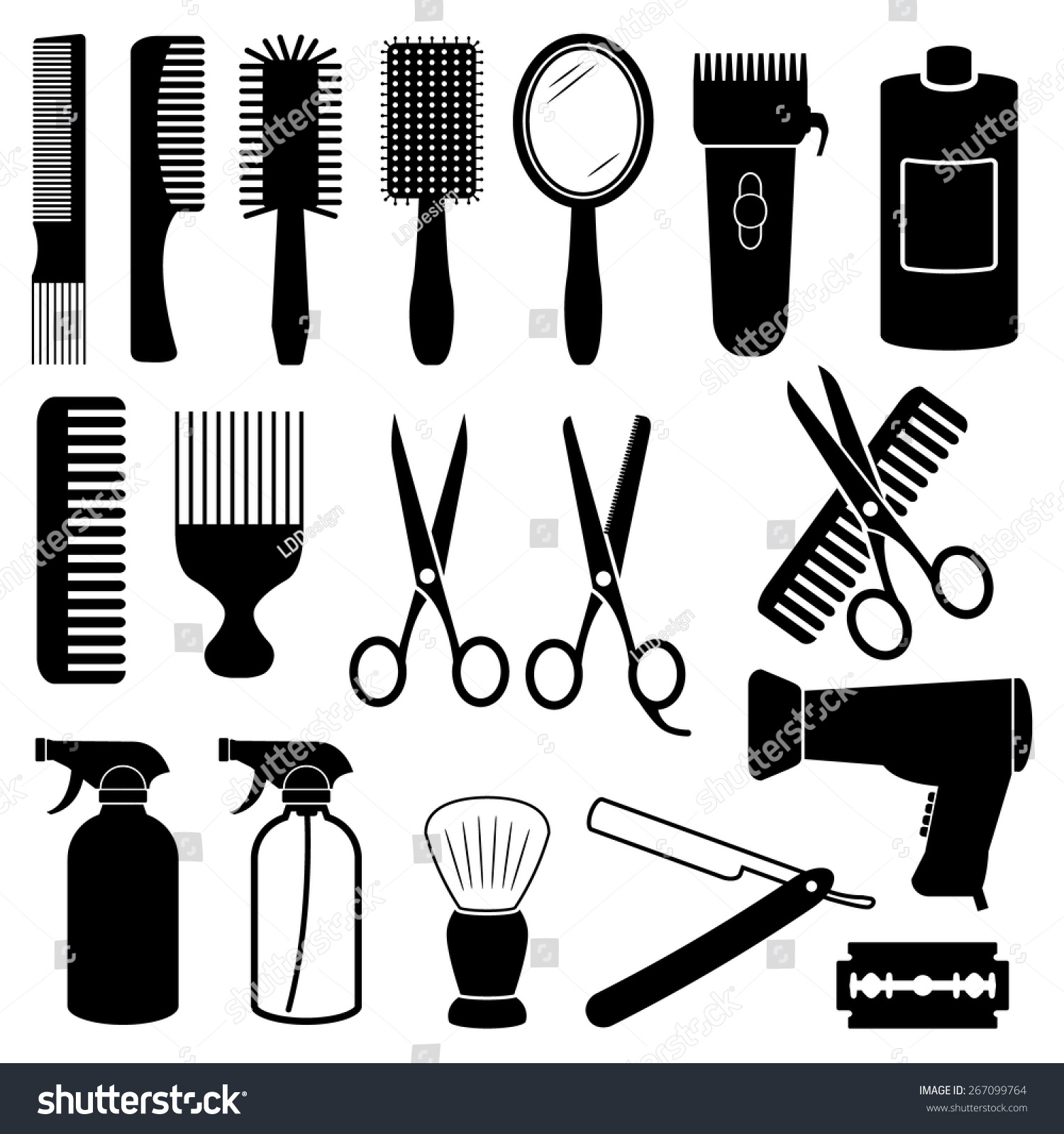 Hairdresser Icons Stock Vector (Royalty Free) 267099764 | Shutterstock