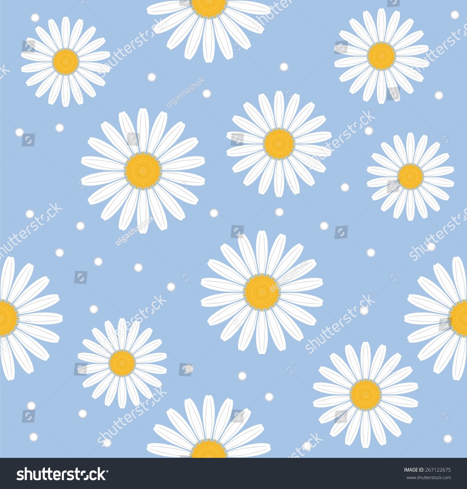 Seamless Pattern Chamomile Stock Vector (Royalty Free) 267122675 ...