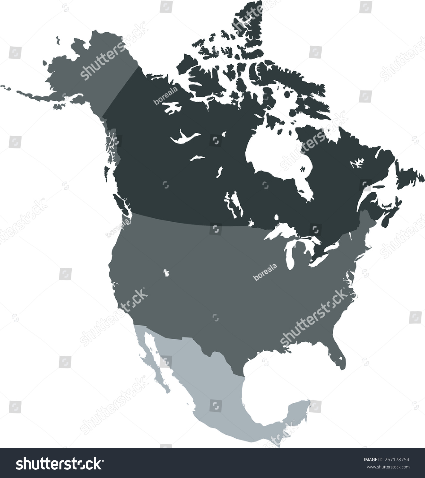 North America Map Stock Vector (Royalty Free) 267178754 | Shutterstock