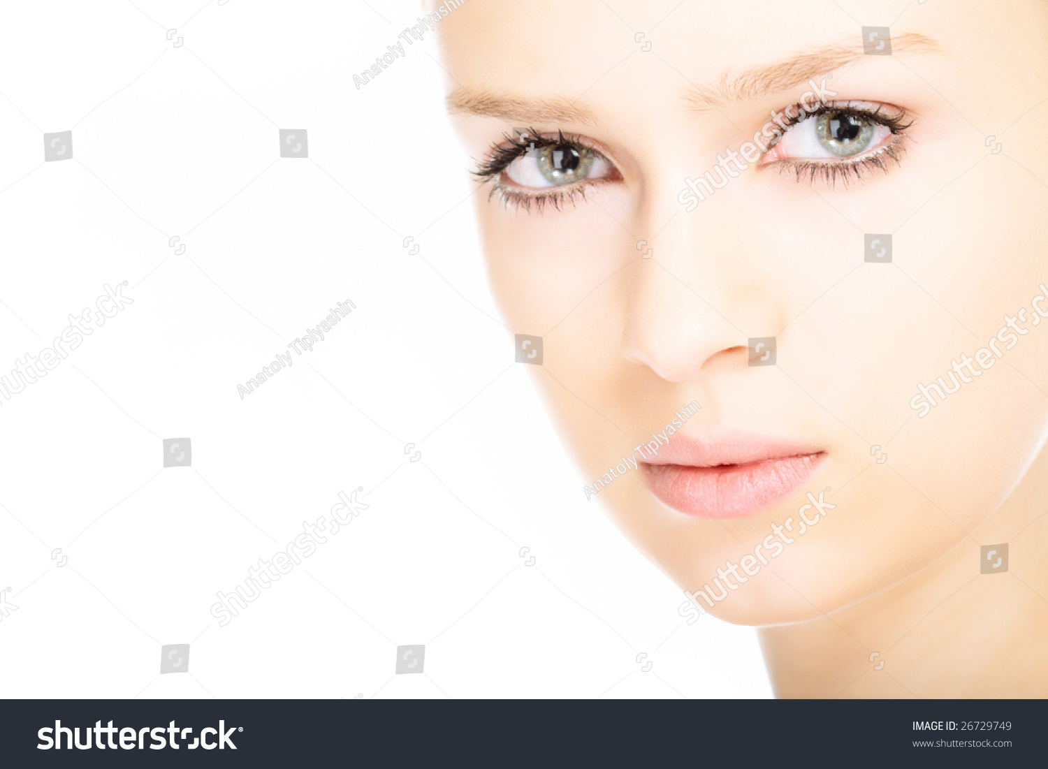 Beauty Closeup Portrait Young Woman Face Stock Photo 26729749 ...