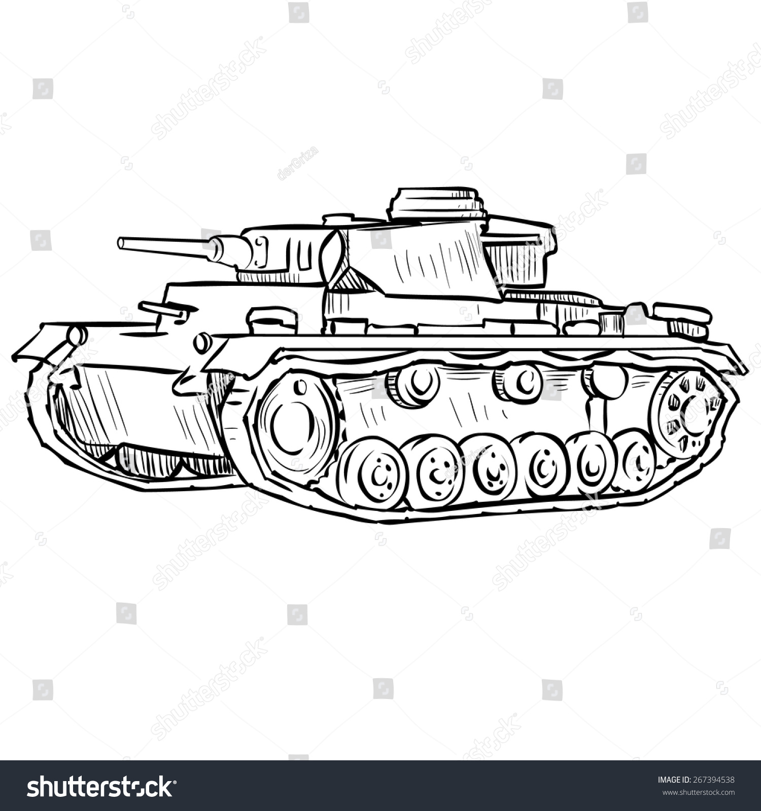 Ww2 German Medium Tank Hand Drawn Stock Vector (Royalty Free) 267394538 ...