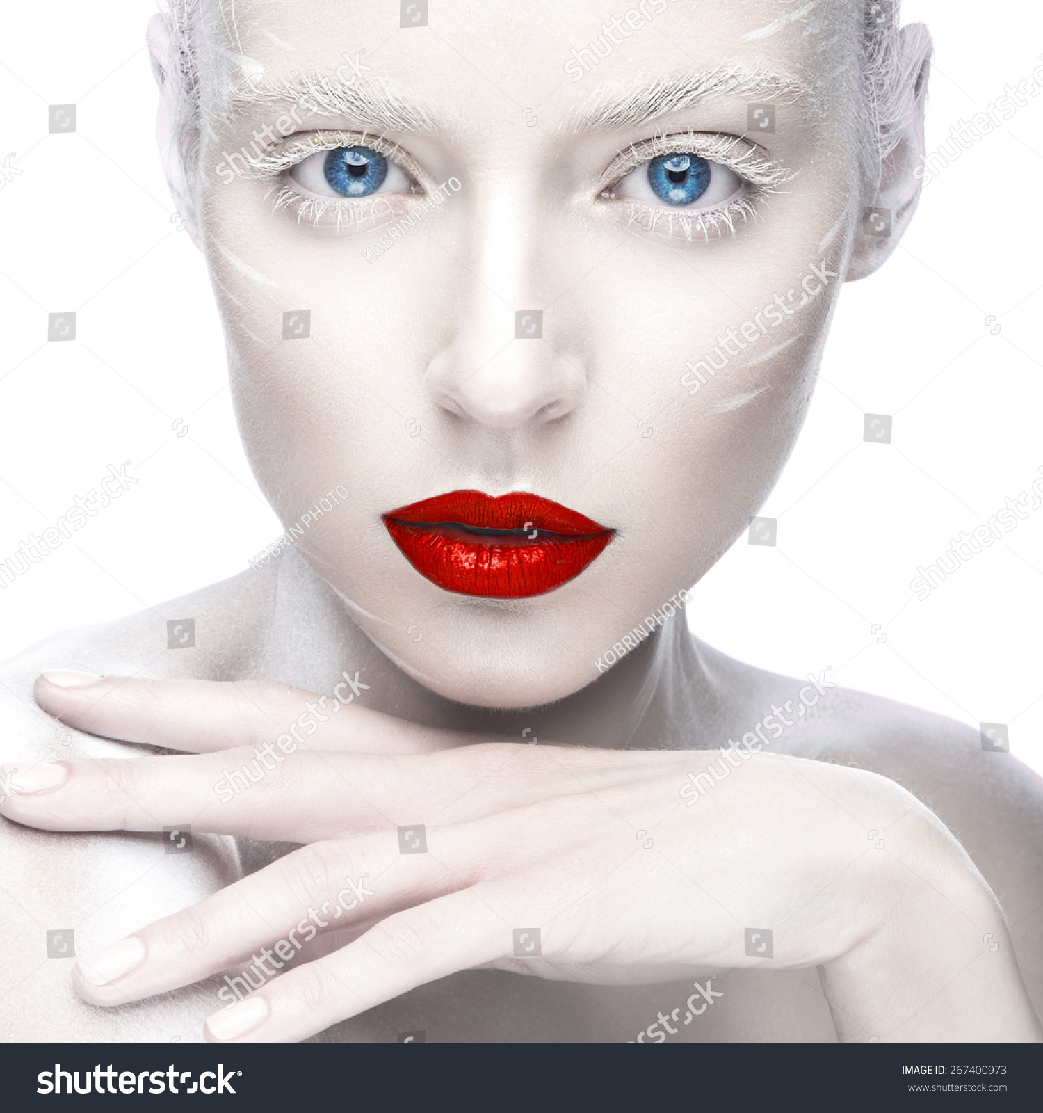 Beautiful Girl Image Albino Red Lips Stock Photo 267400973 | Shutterstock