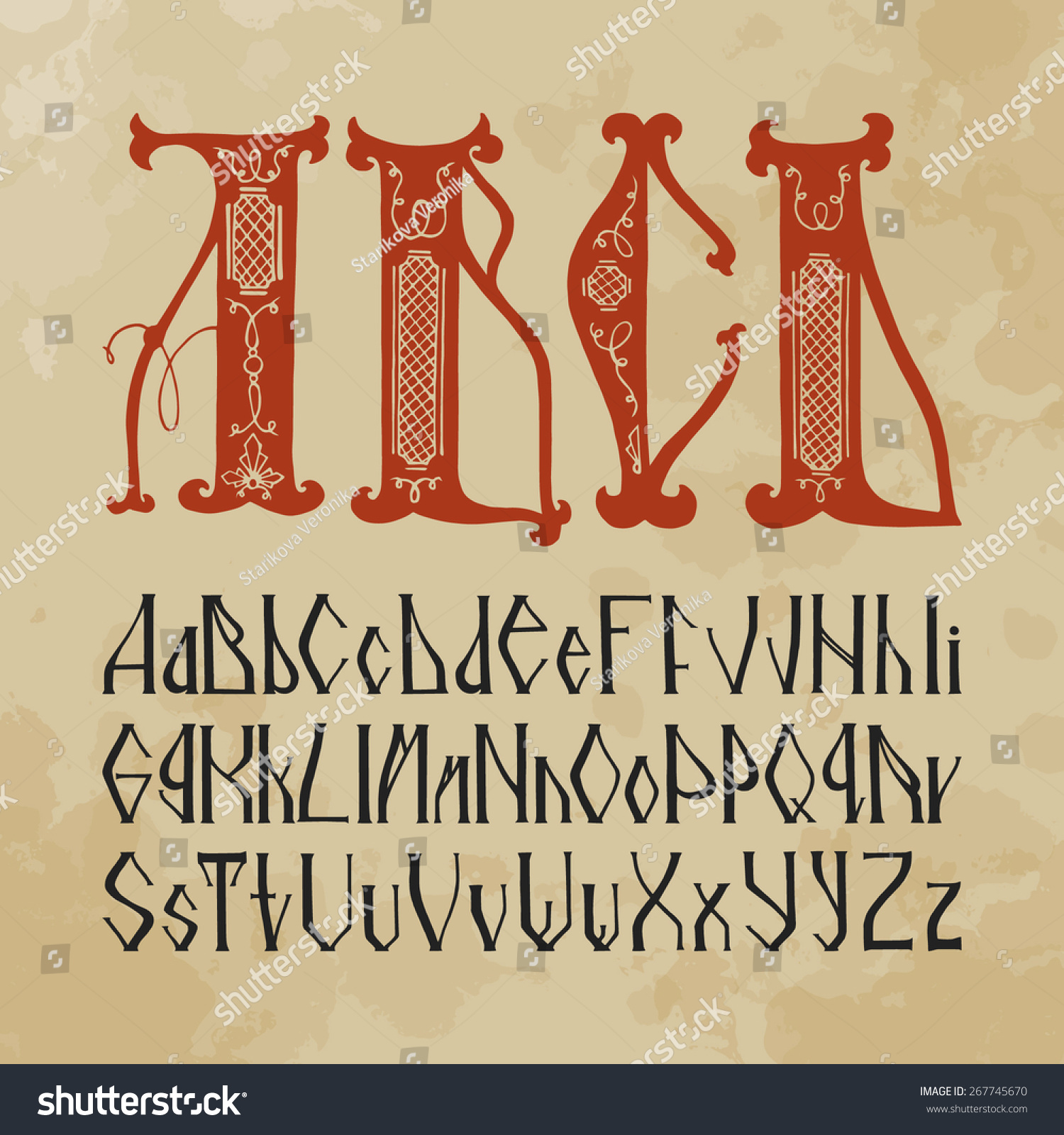 Slavic Alphabet Spelling Hand Drawn Initial Stock Vector Royalty Free 267745670 Shutterstock