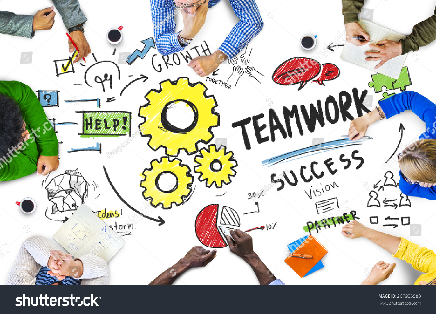 Teamwork Team Together Collaboration Meeting Brainstorming Stock Photo ...