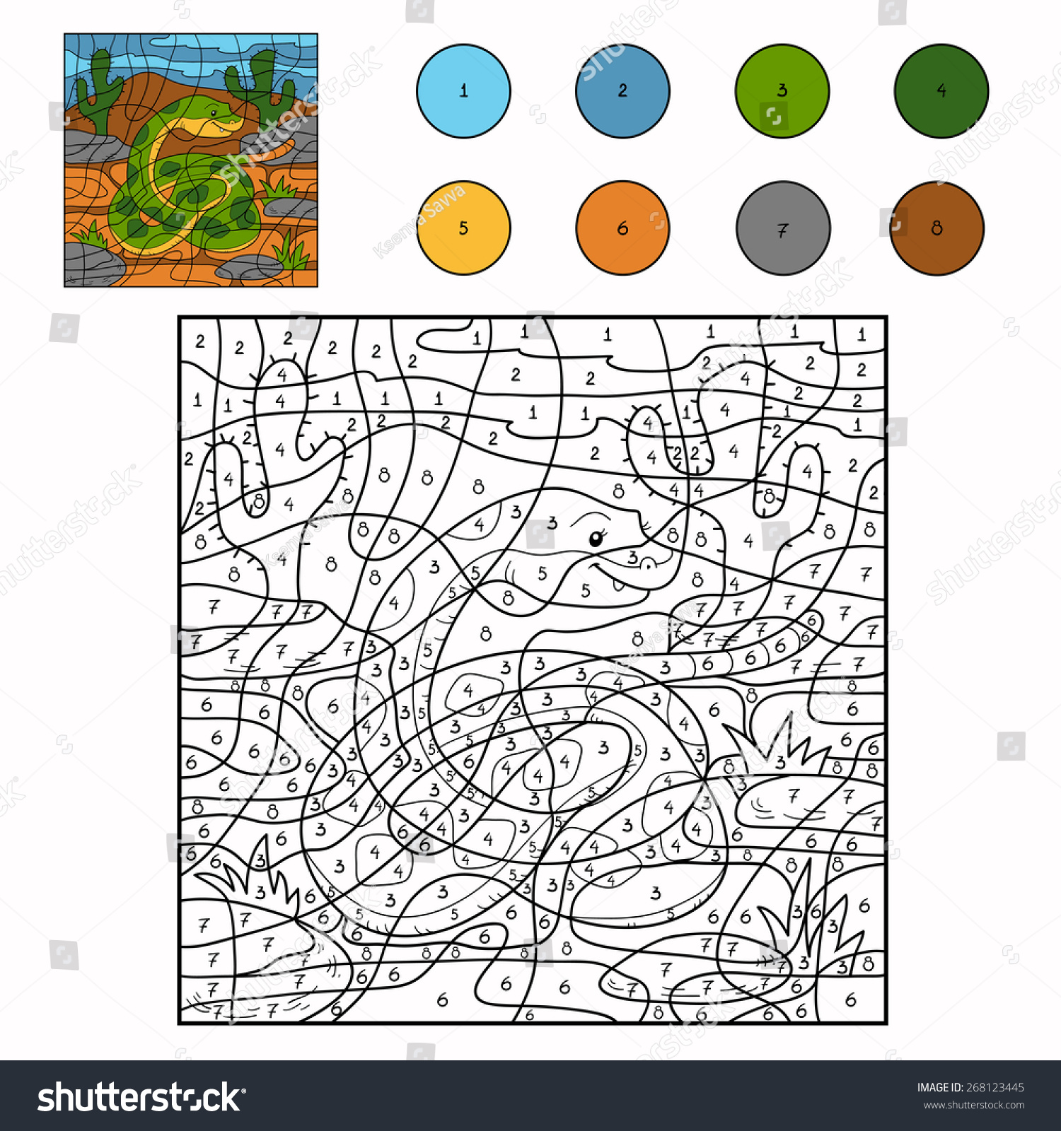 Color By Number Snake 库存矢量图（免版税）268123445 | Shutterstock