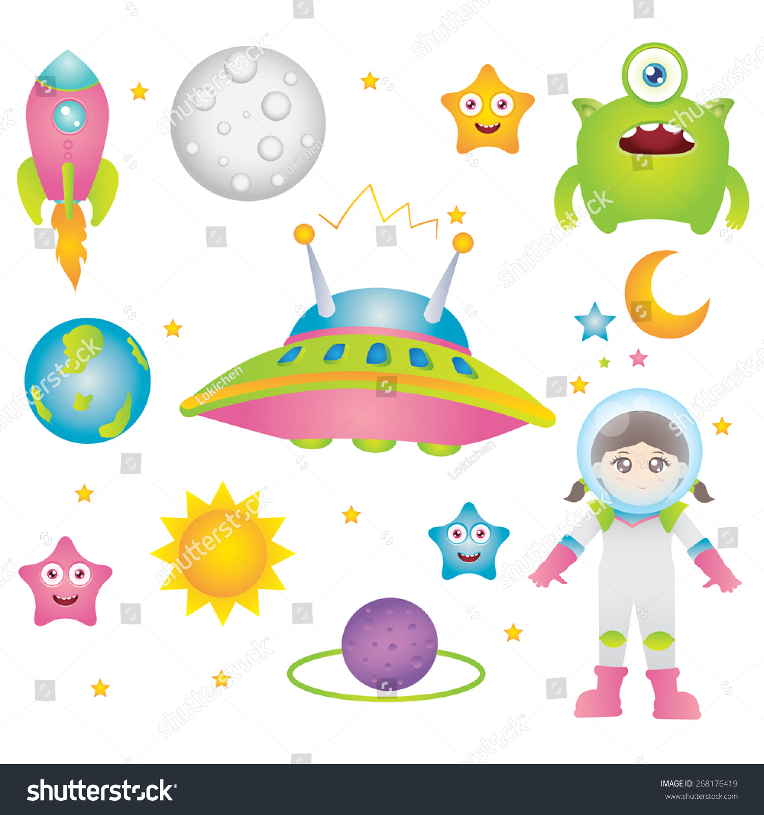 Outer Space Design Elements Stock Vector (Royalty Free) 268176419 ...