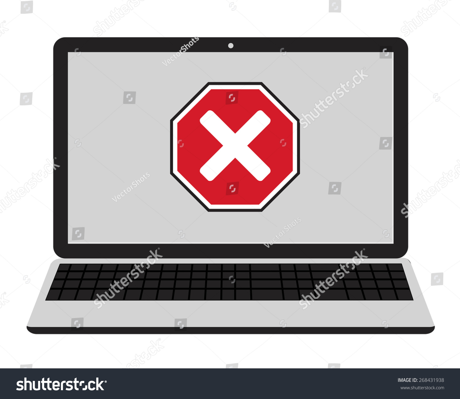 Stop Sign Laptop Error Concept Vector Stock Vector (Royalty Free ...