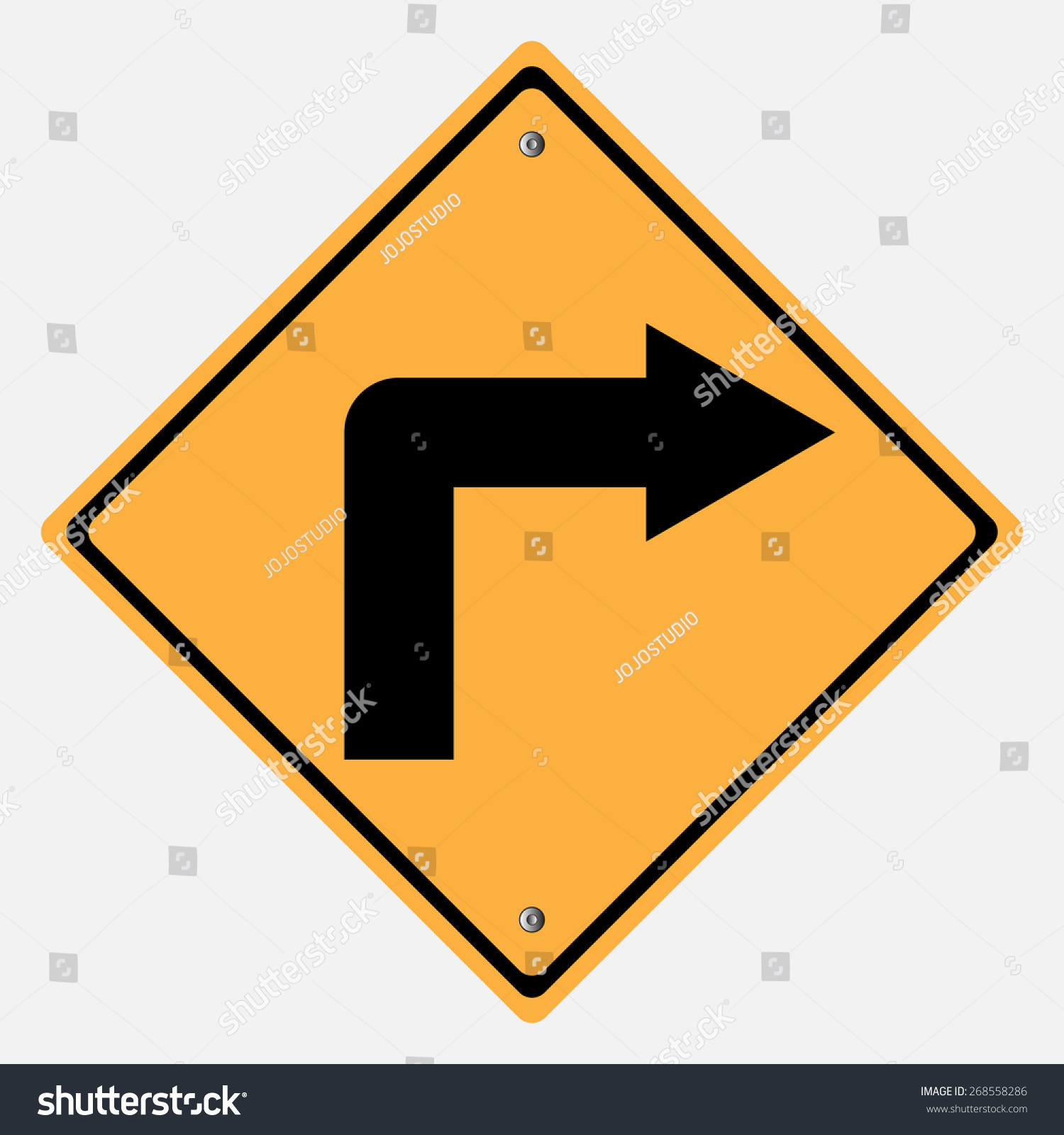 Traffic Sign Turn Right Sign Curves Stock Vector Royalty Free