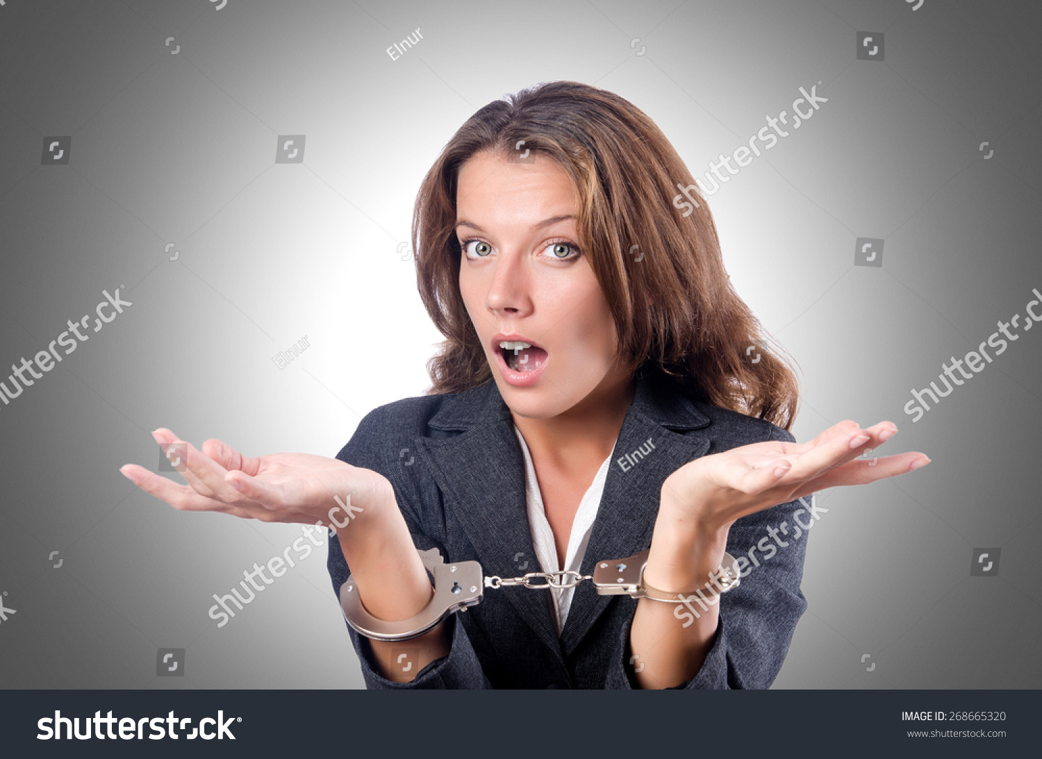 Female Businesswoman Handcuffs On White Stock Photo 268665320 ...