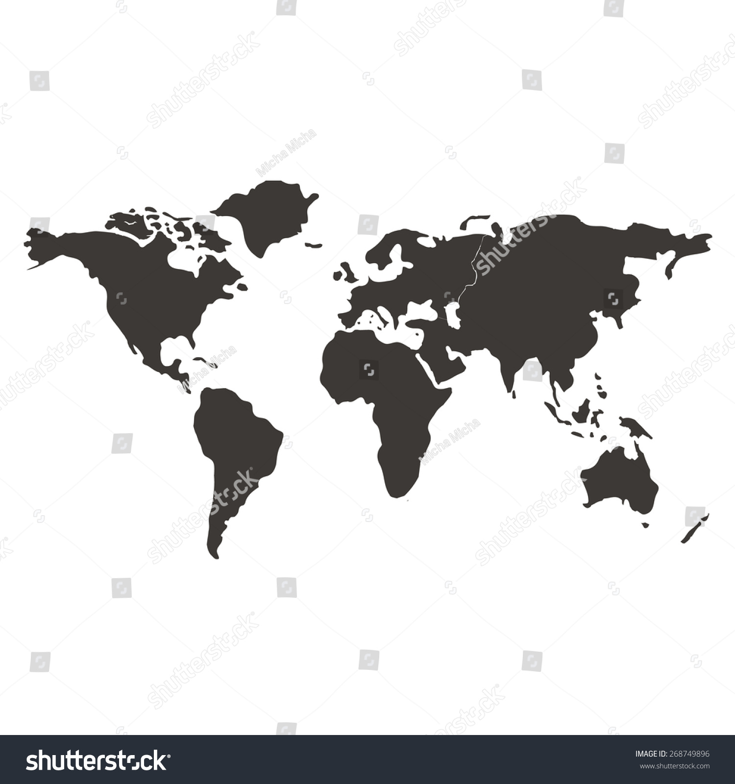 Vektor Stok World Map Vector Illustration Isolated On Tanpa Royalti 268749896 Shutterstock 3404