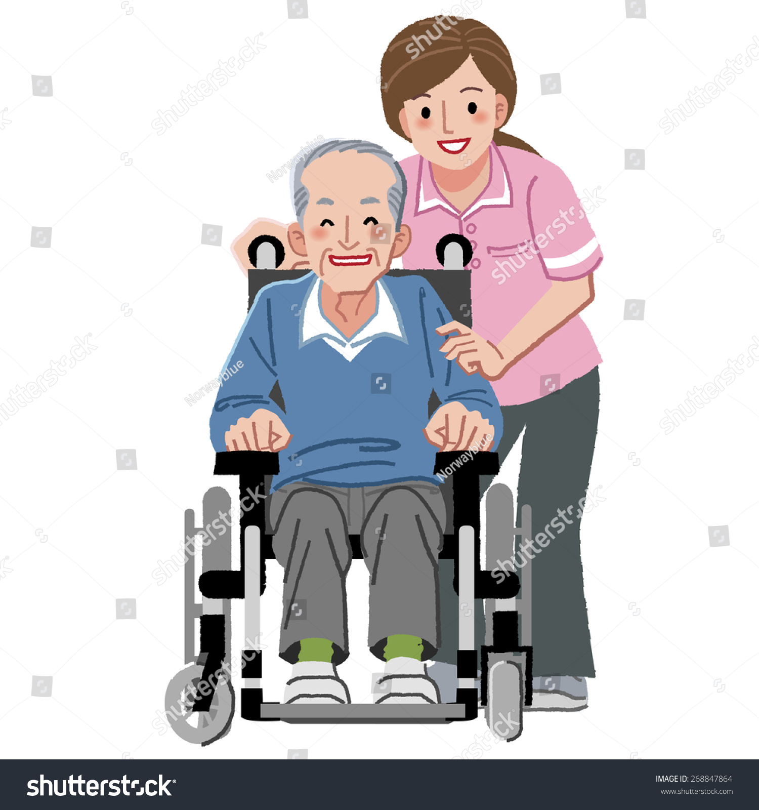 Portraits Smiling Happy Elderly Man Wheelchair Stock Vector (royalty 