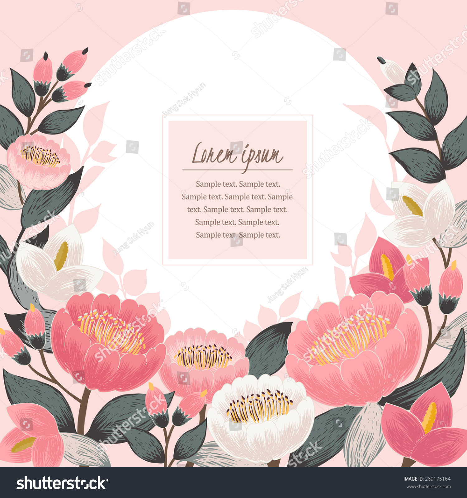 Vector Illustration Beautiful Floral Border Spring Stock Vector ...