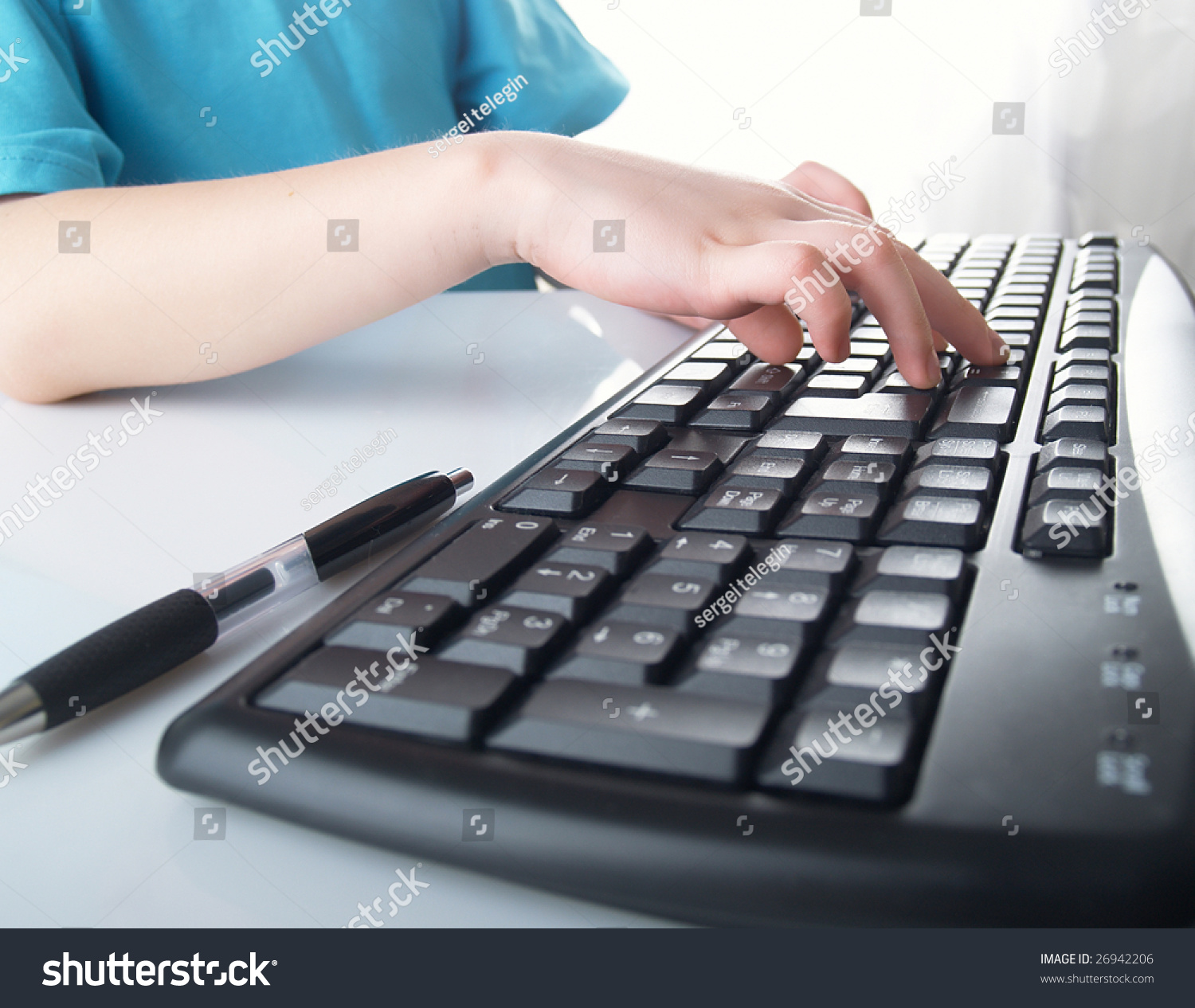 Young Boy Using Keyboard Stock Photo 26942206 | Shutterstock