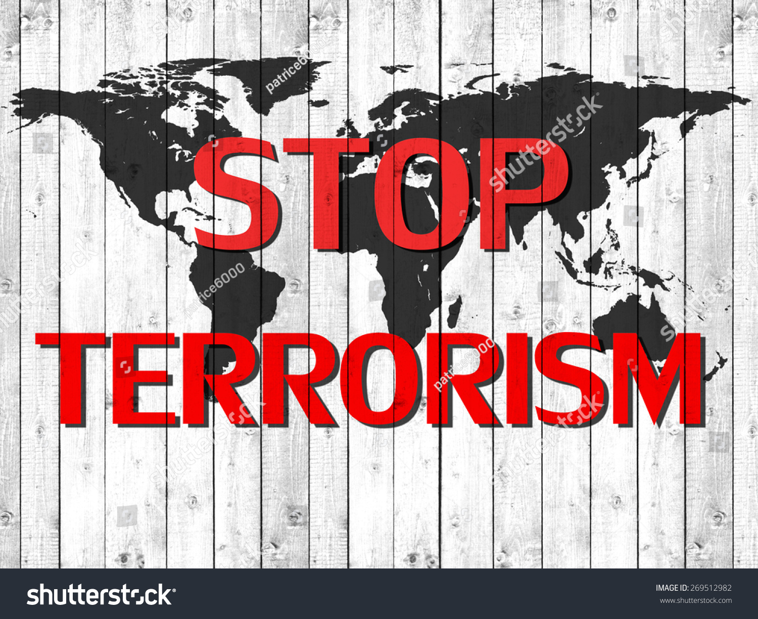 Stop Terrorismworld Map Wood Background Stock Illustration 269512982 ...