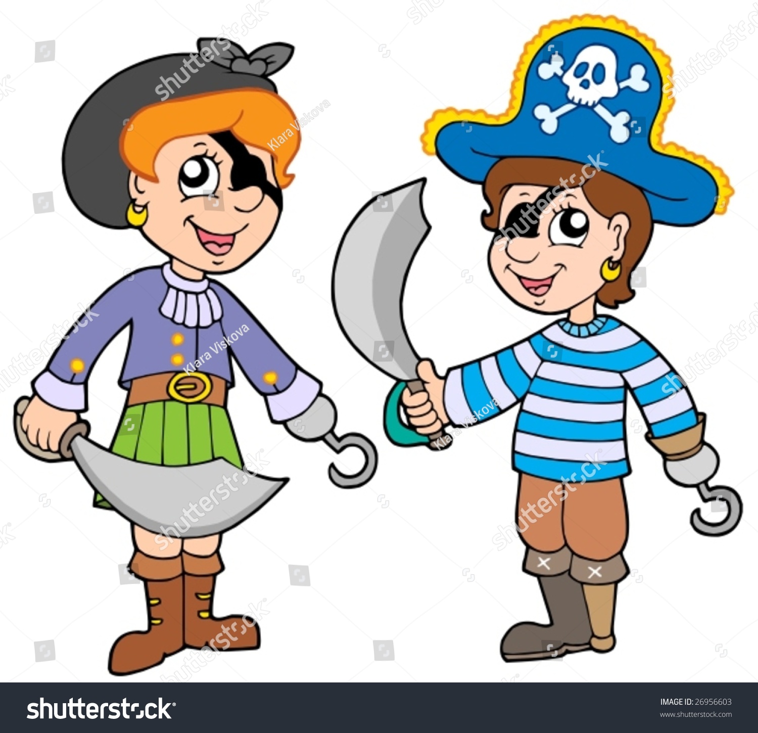 Pirate Boy Girl Vector Illustration Stock Vector (Royalty Free ...