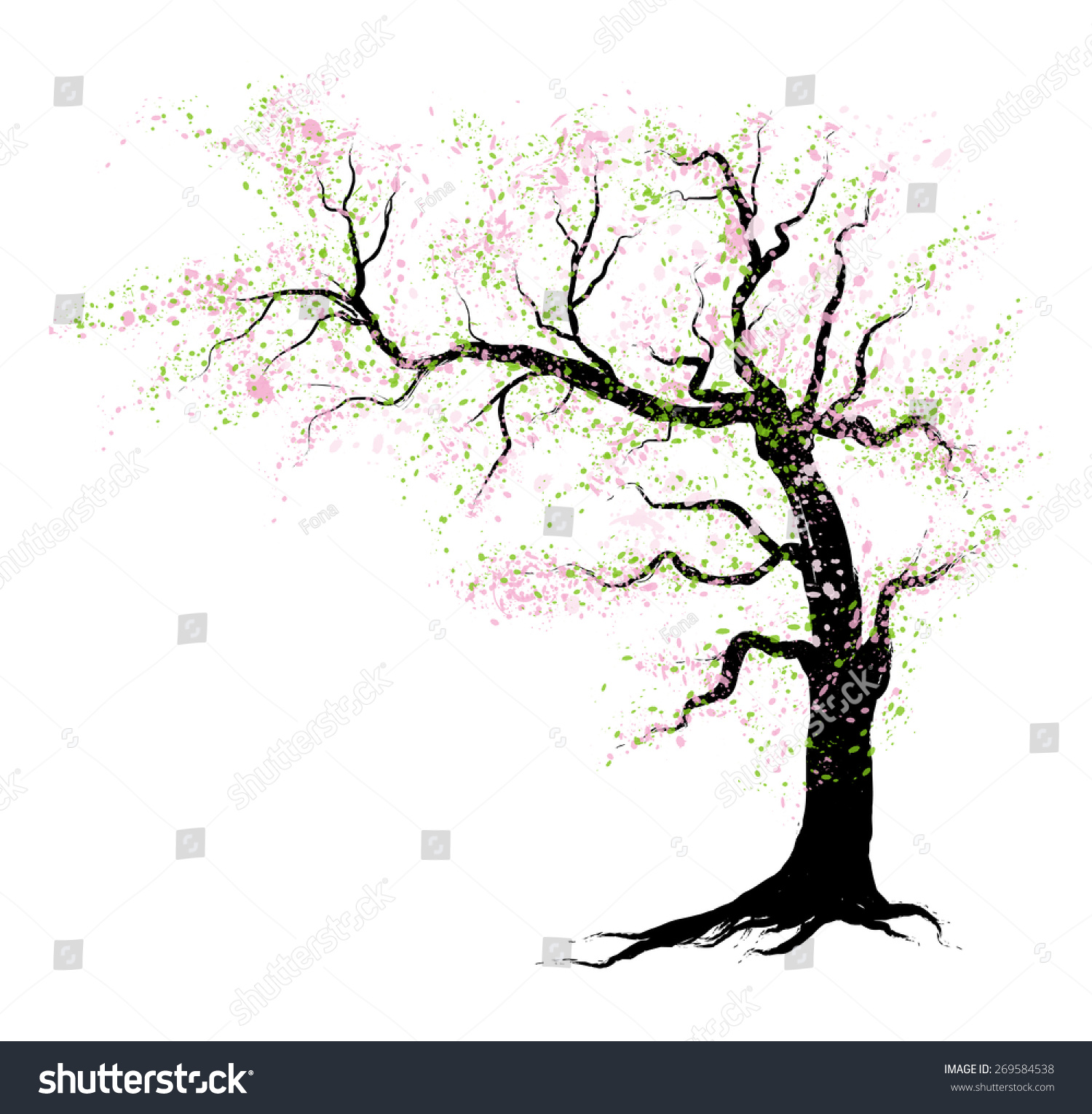 Blossom Pink Tree On White Background Stock Vector (Royalty Free ...