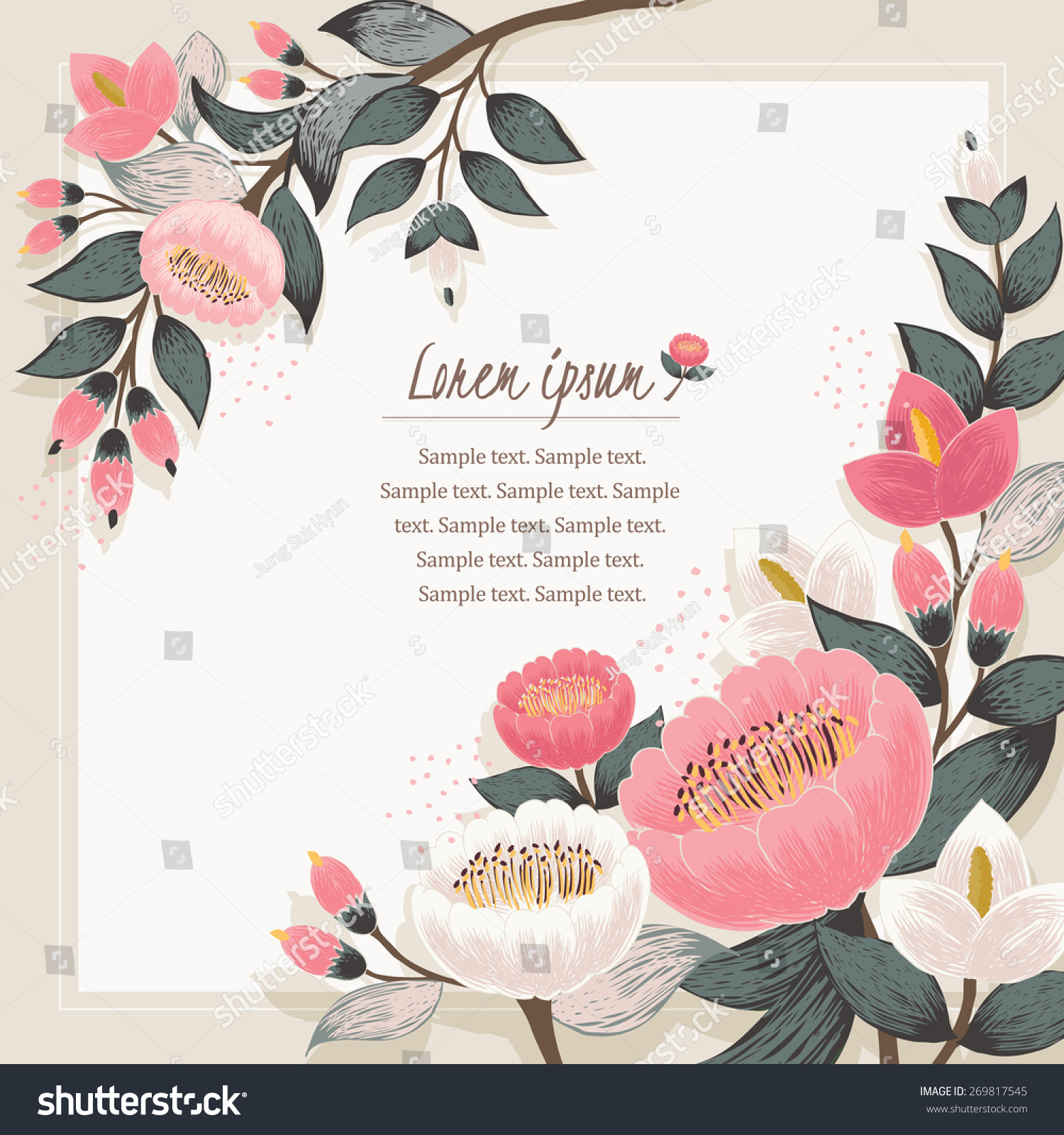 Vector Illustration Beautiful Floral Border Spring Stock Vector ...