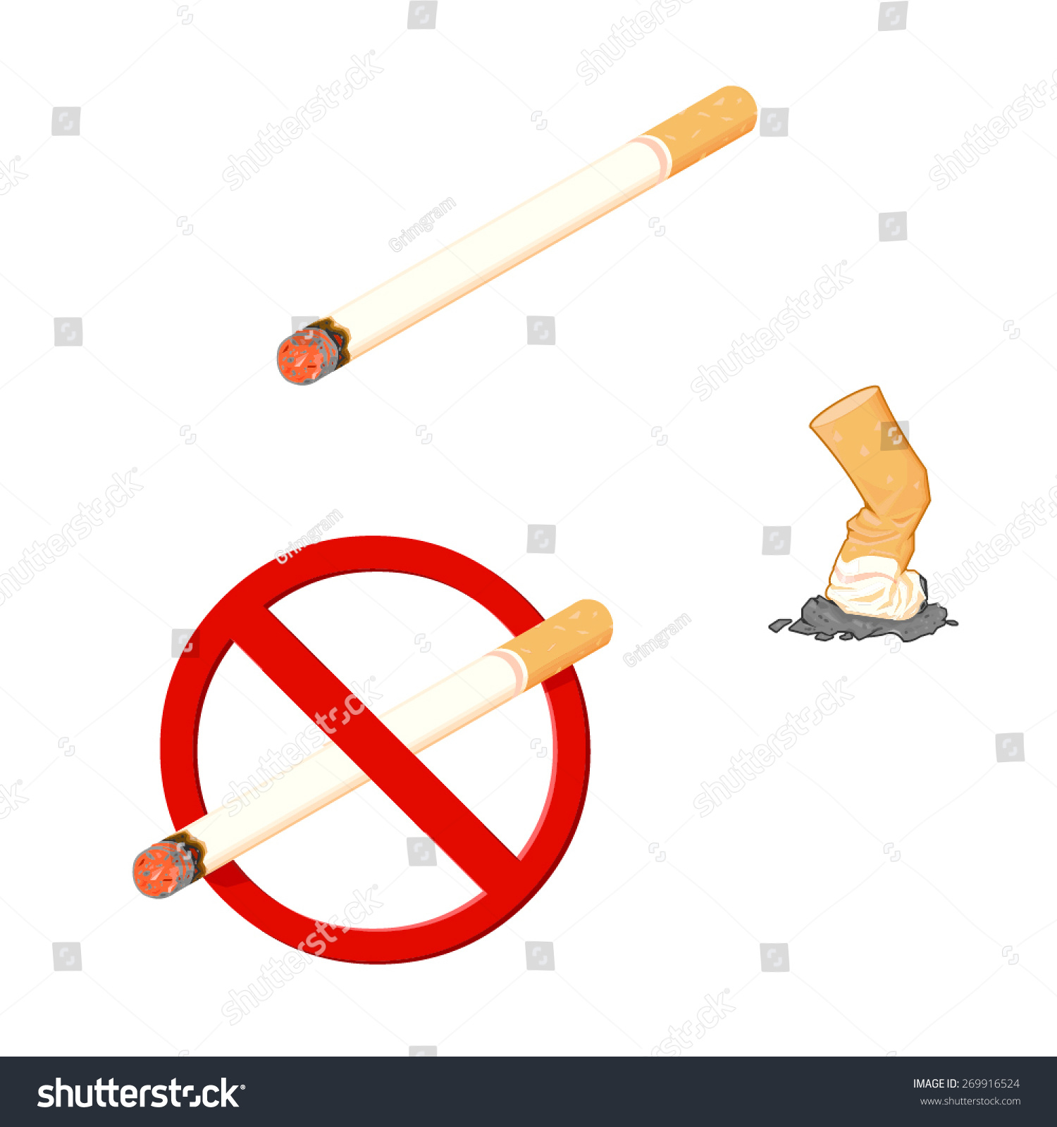 Vector Illustration Cigarette Depicting No Smoking Stock Vector ...