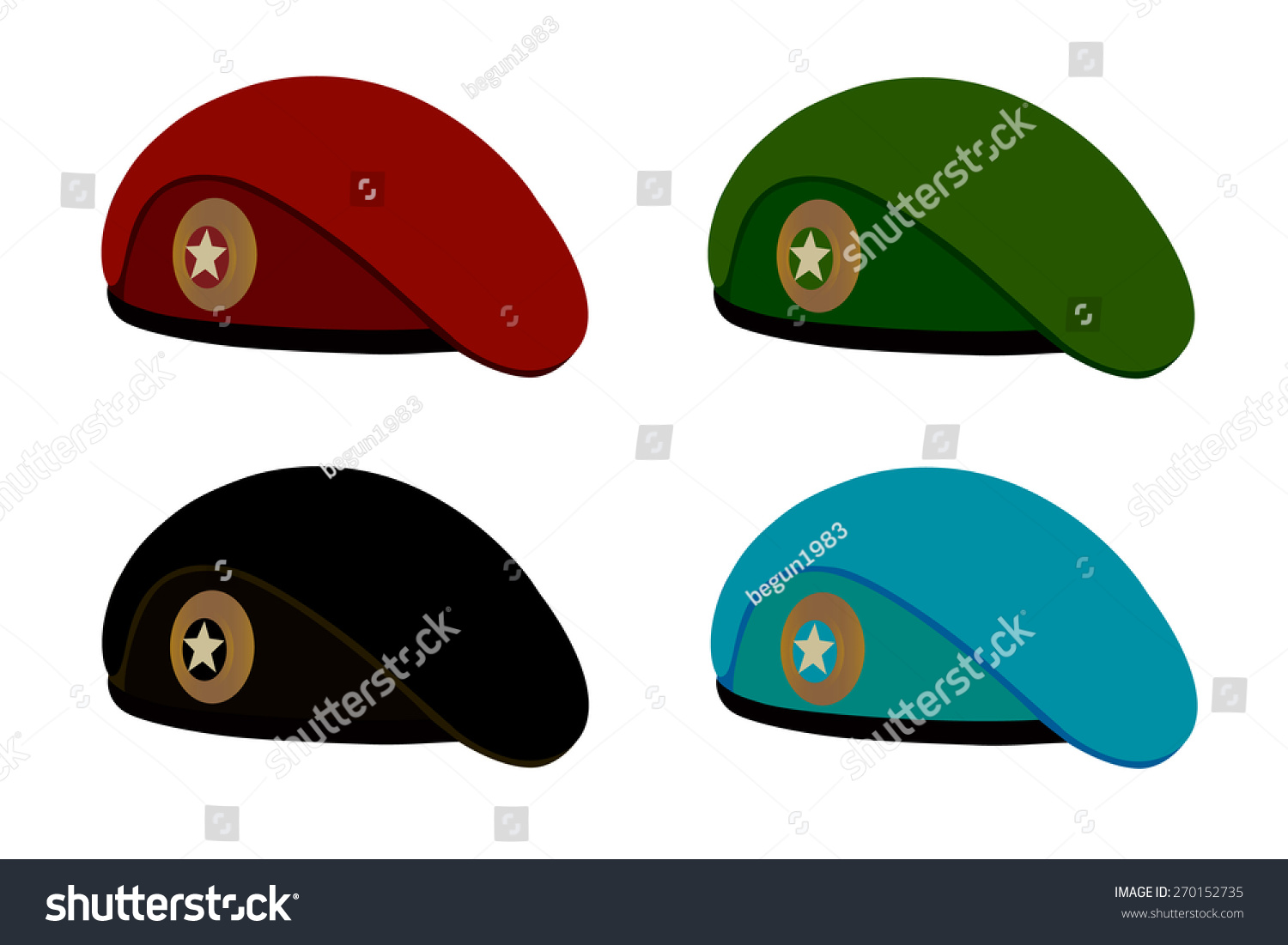 Military Berets Vector On White Backgroundmilitary Stock Vector ...