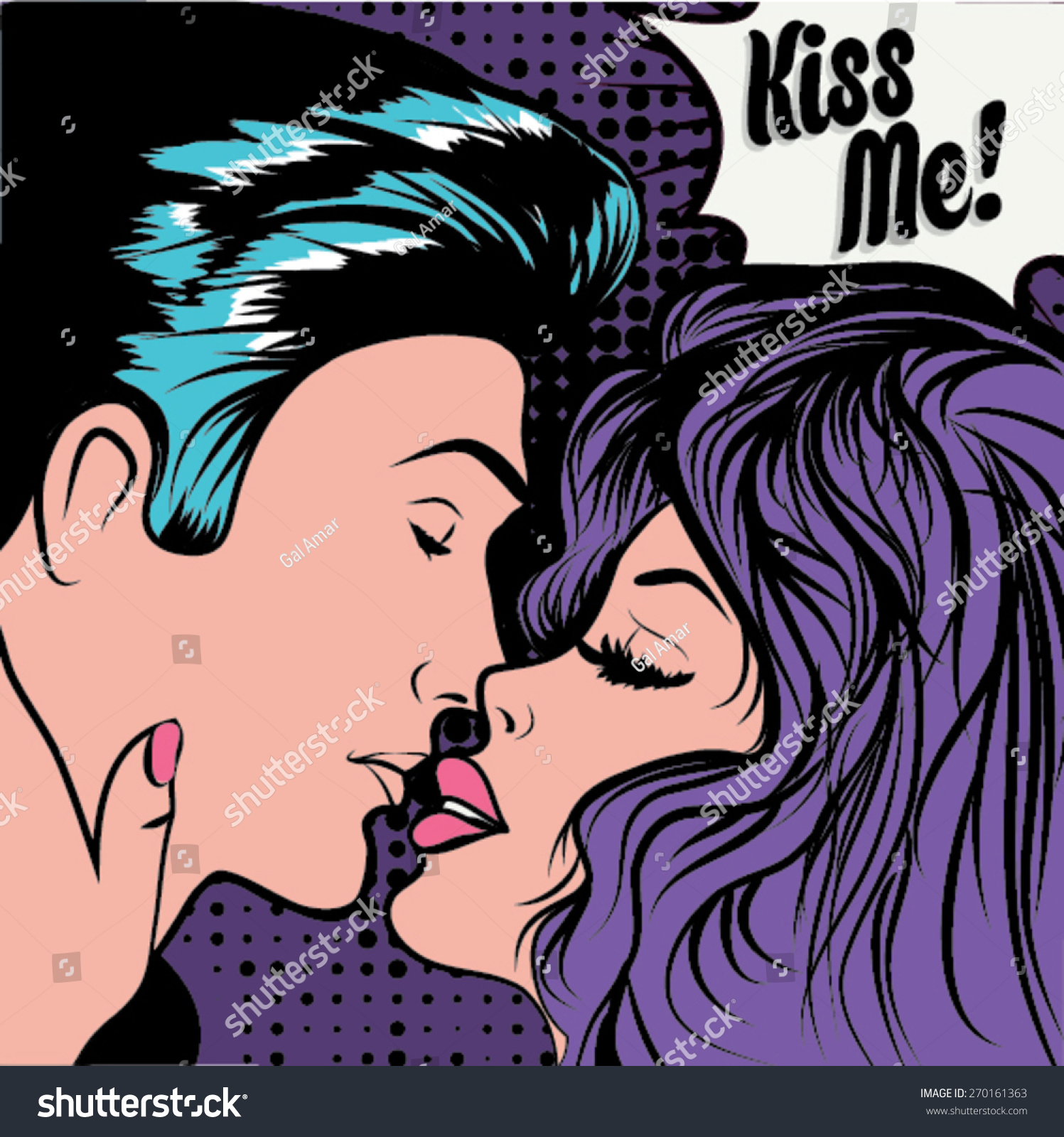 Pop Art Kissing Couple Love Vector Stock Vector Royalty Free 270161363 Shutterstock
