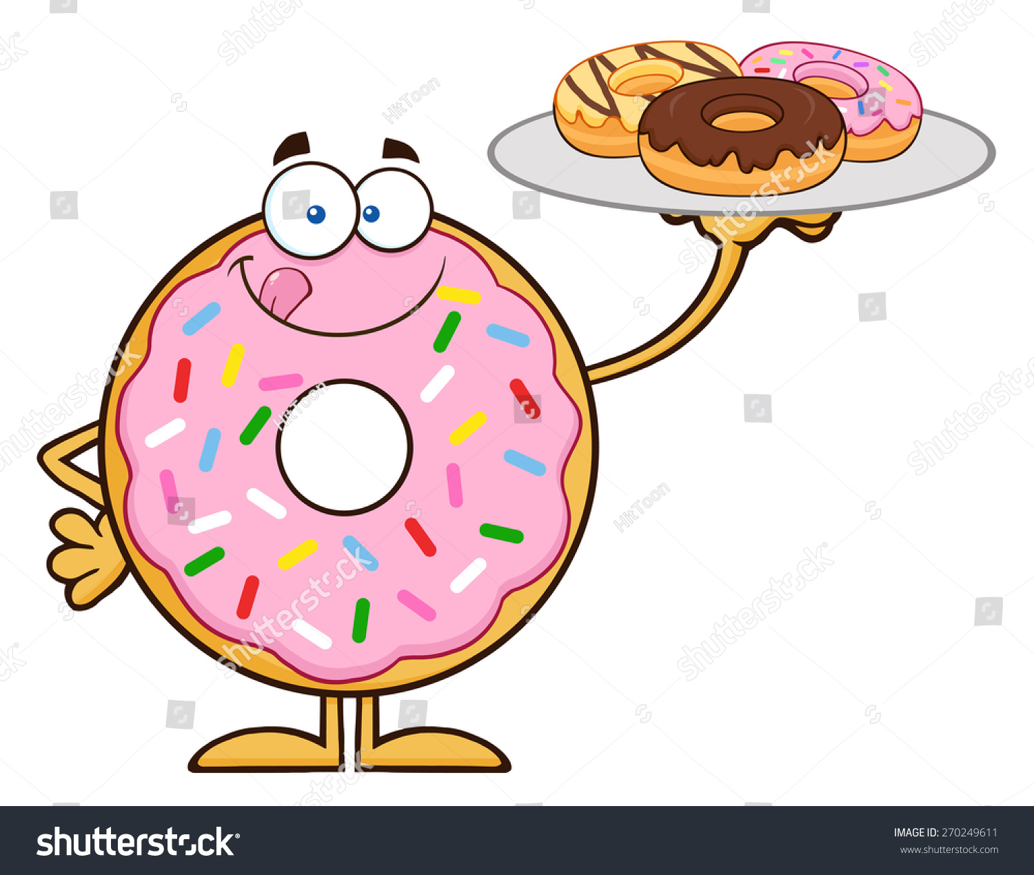 Sweet Donut Cartoon Character Serving Donuts Stock Illustration ...