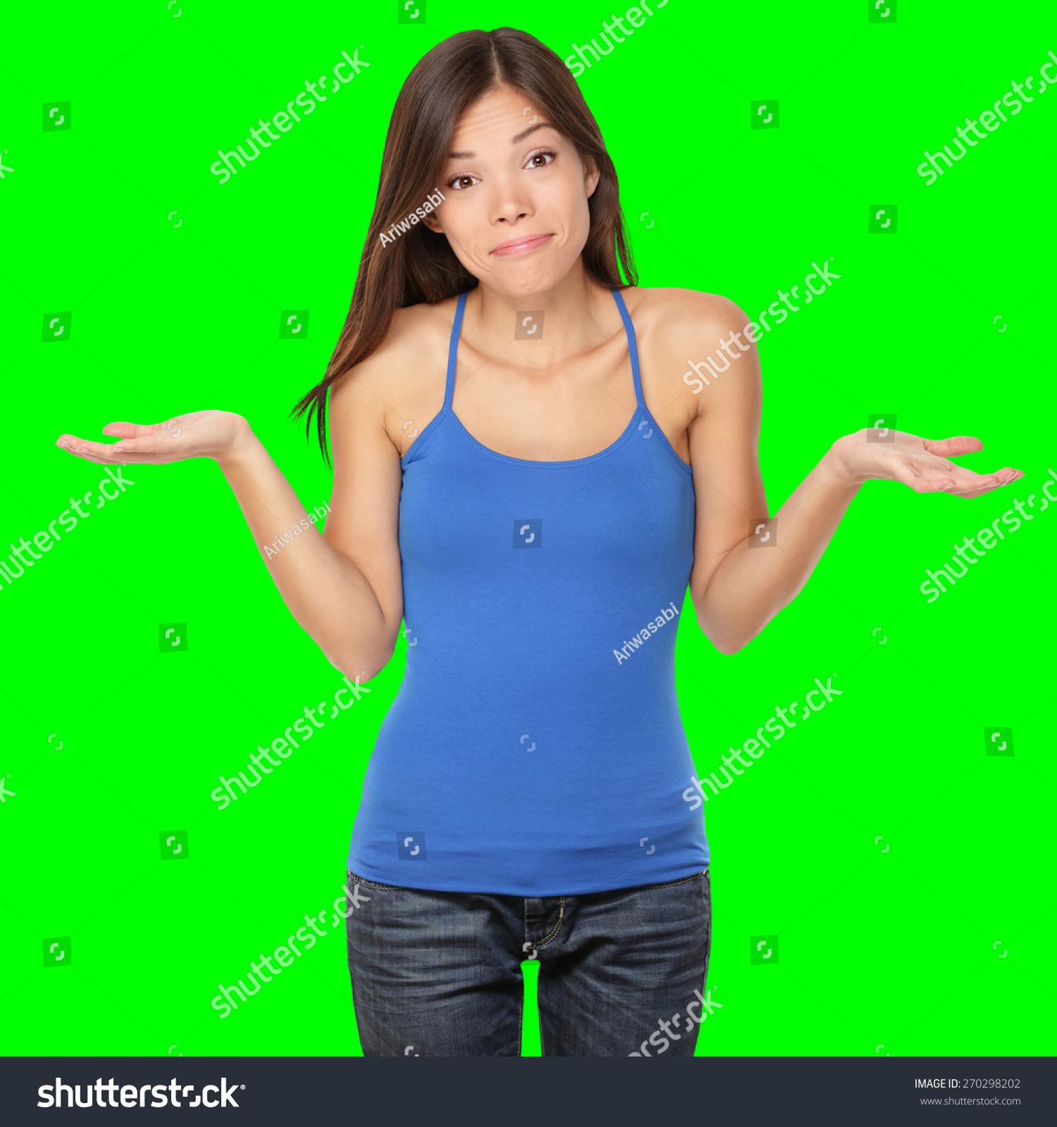 Shrugging Woman Doubt Doing Shrug Showing Stock Photo Shutterstock