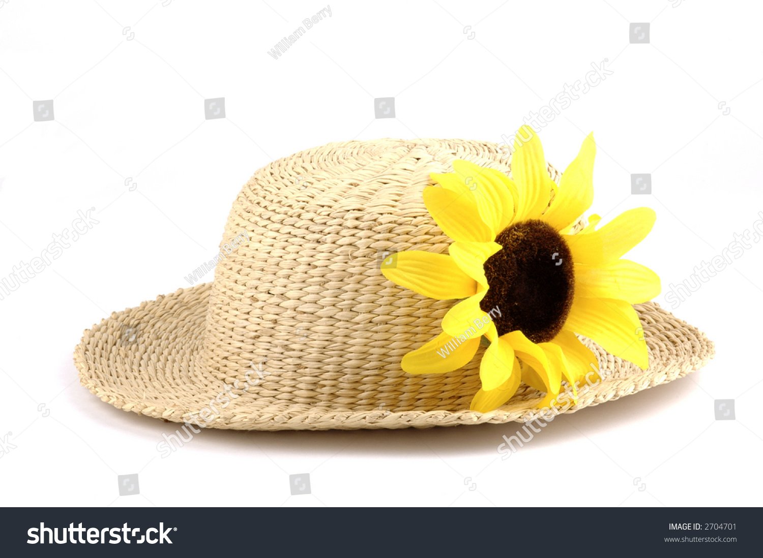 straw hat with sunflower