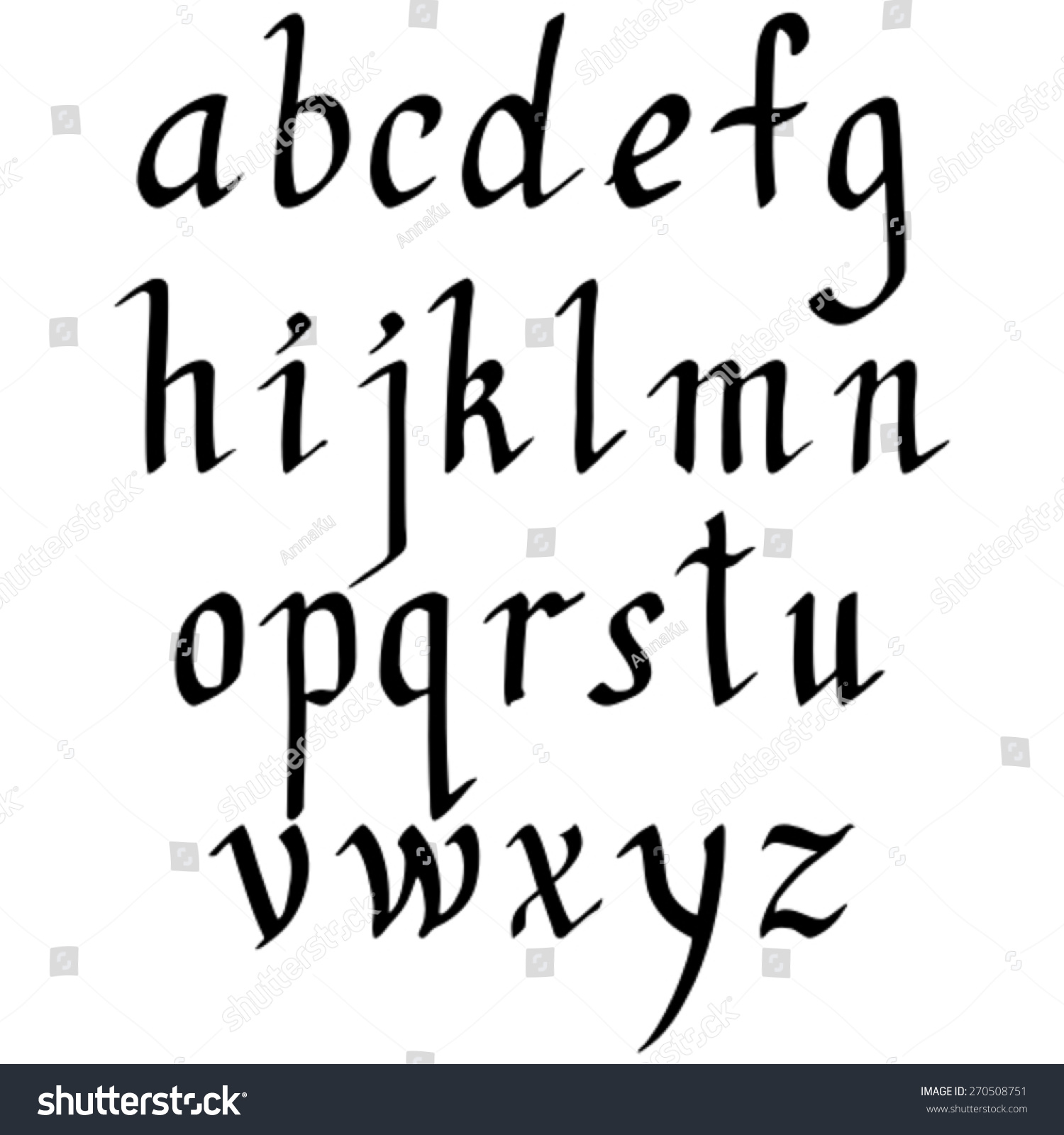 Vector Alphabet Illustration Lowercase Letters Calligraphic Stock ...