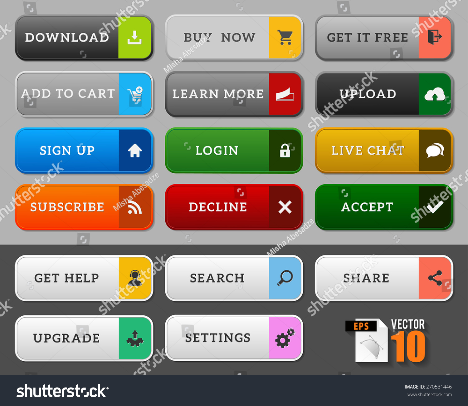 Buttons Collection Vector Stock Vector (Royalty Free) 270531446 ...