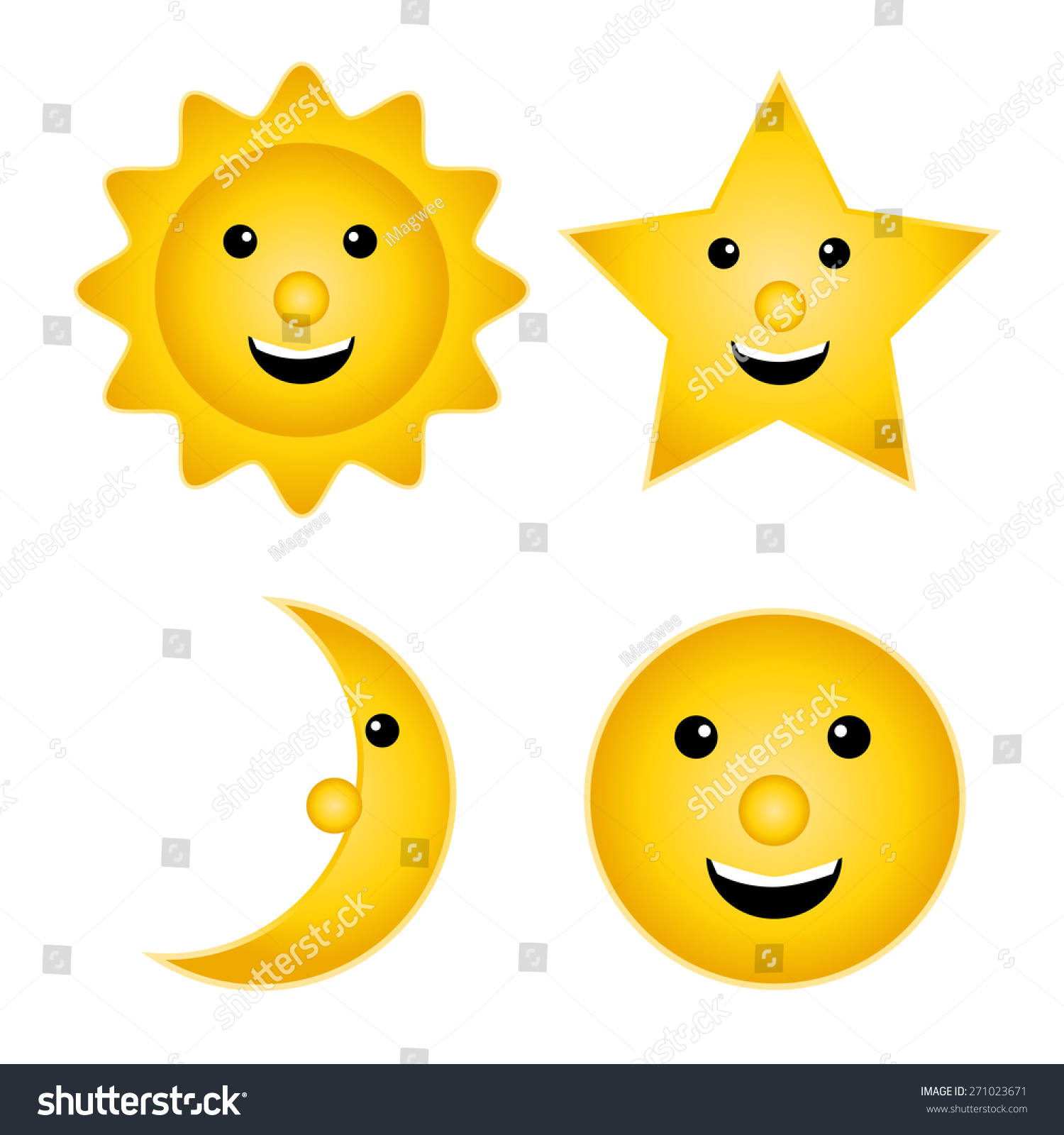 Funny Sun Moon Starvector Illustration Image Vectorielle De Stock Libre De Droits 271023671 1535