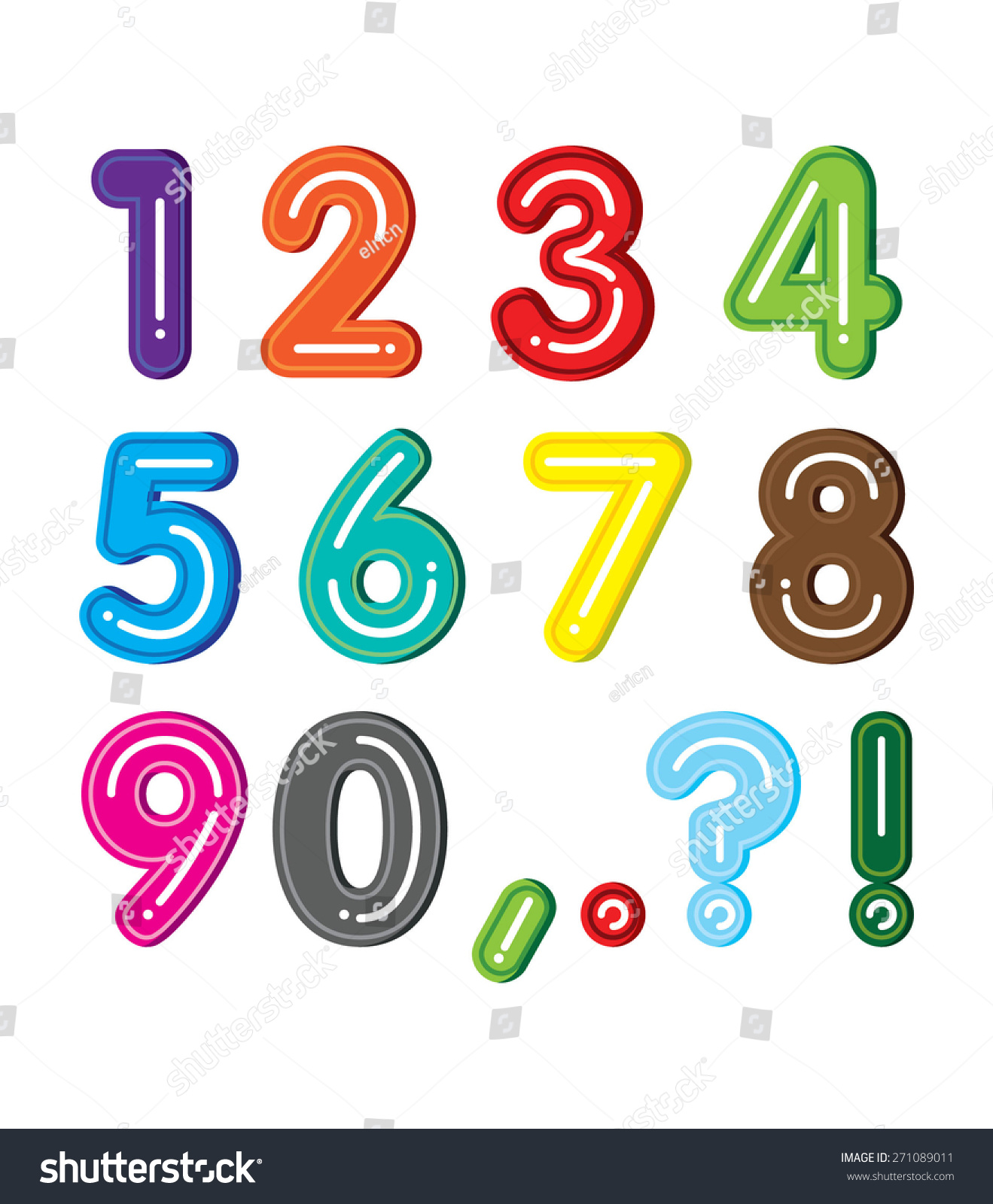 Set Colorful Number Font Style Stock Vector (Royalty Free) 271089011 ...