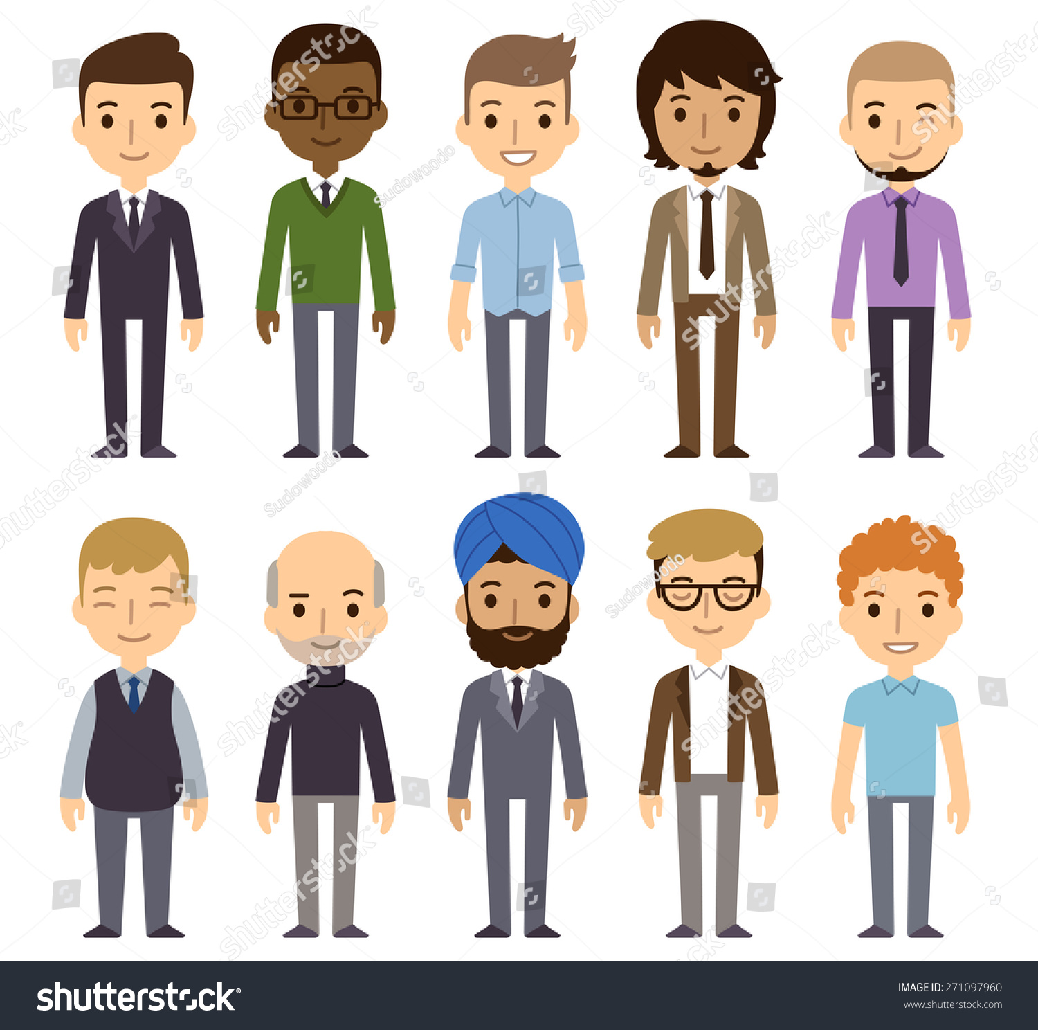 Set Diverse Businessmen Isolated On White Stock Vector (Royalty Free ...