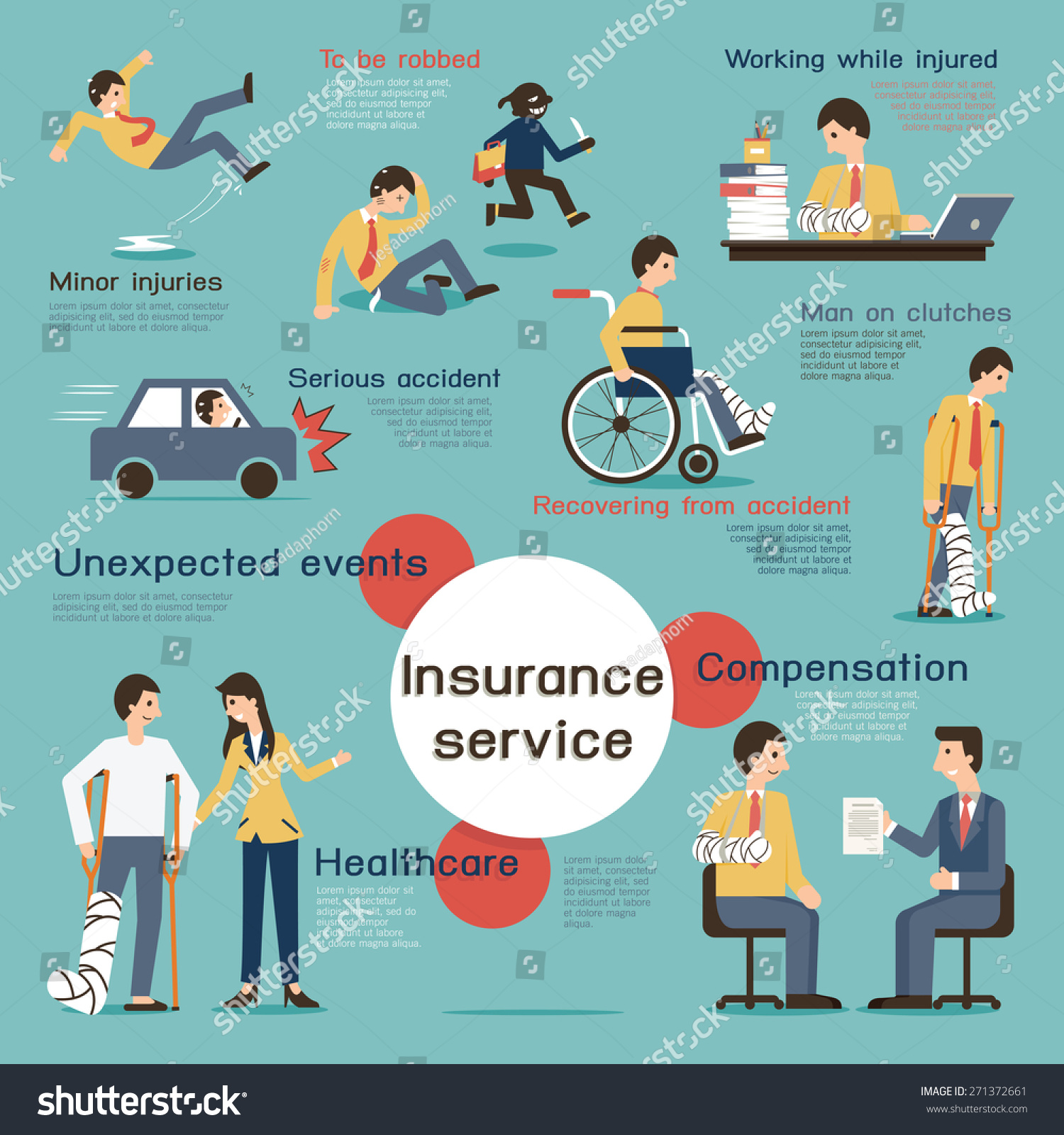 Character Flat Design Infographic Elements Insurance Stock Vector ...