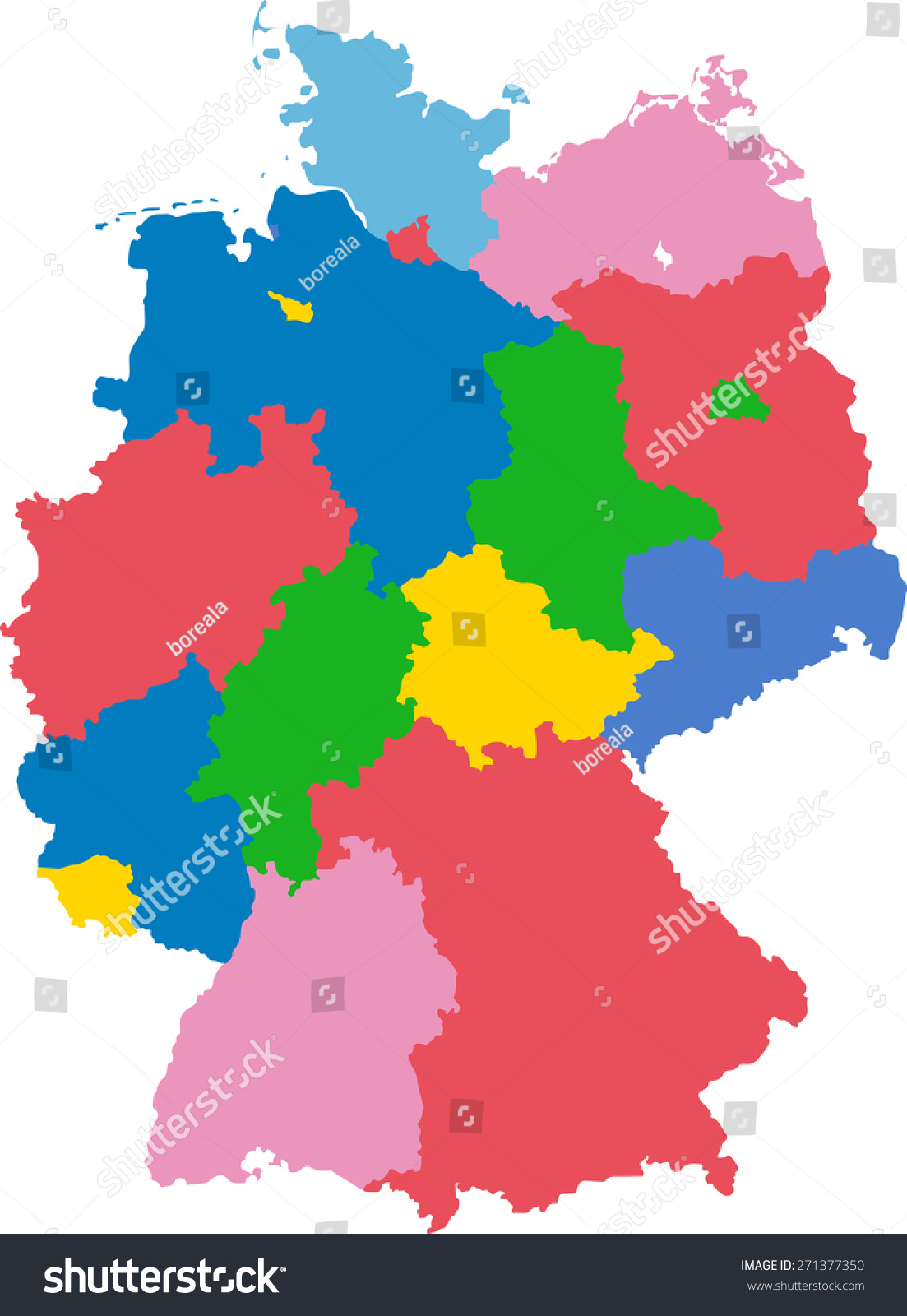 Colorful Map Germany Stock Vector (Royalty Free) 271377350 | Shutterstock