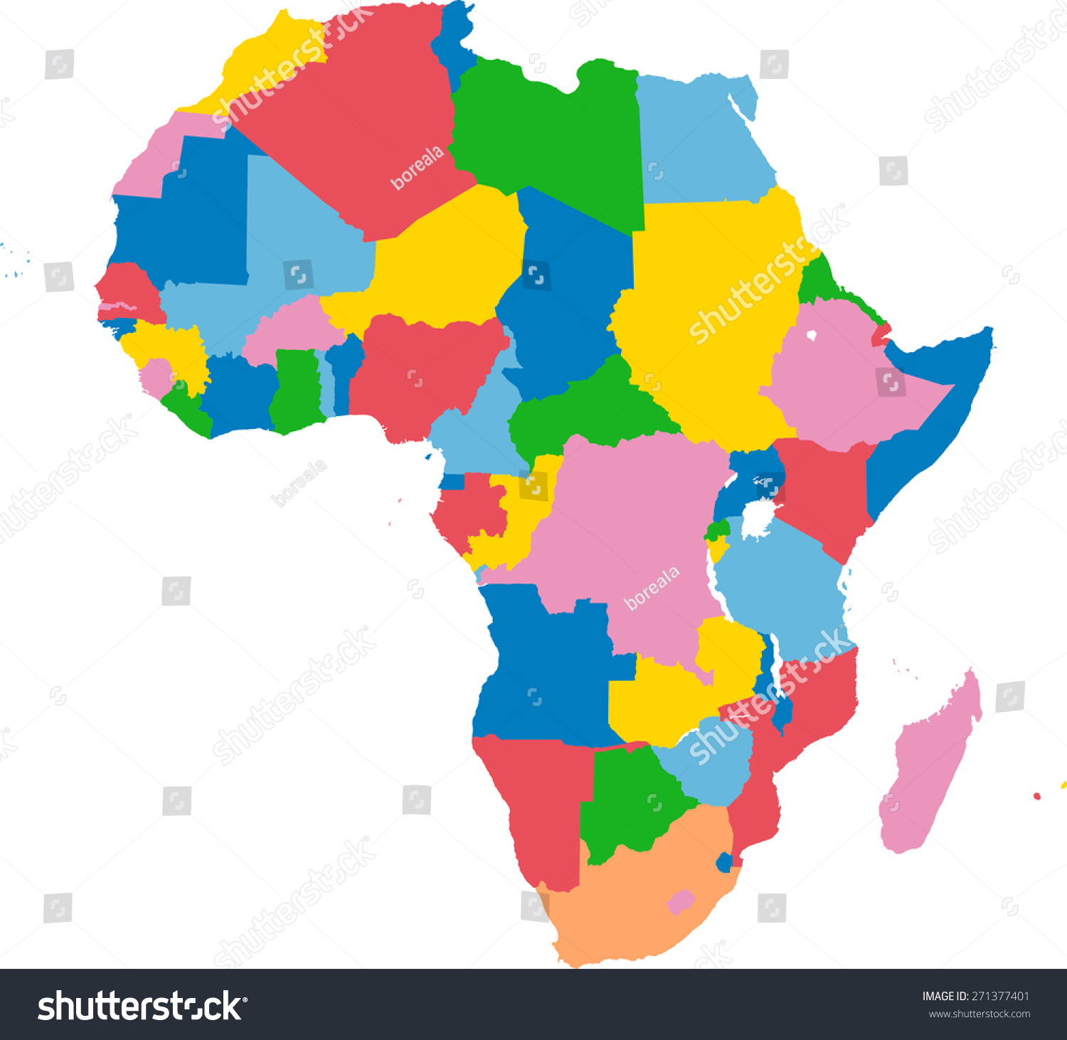 Colorful Map Africa Stock Vector Royalty Free 271377401 Shutterstock 0776