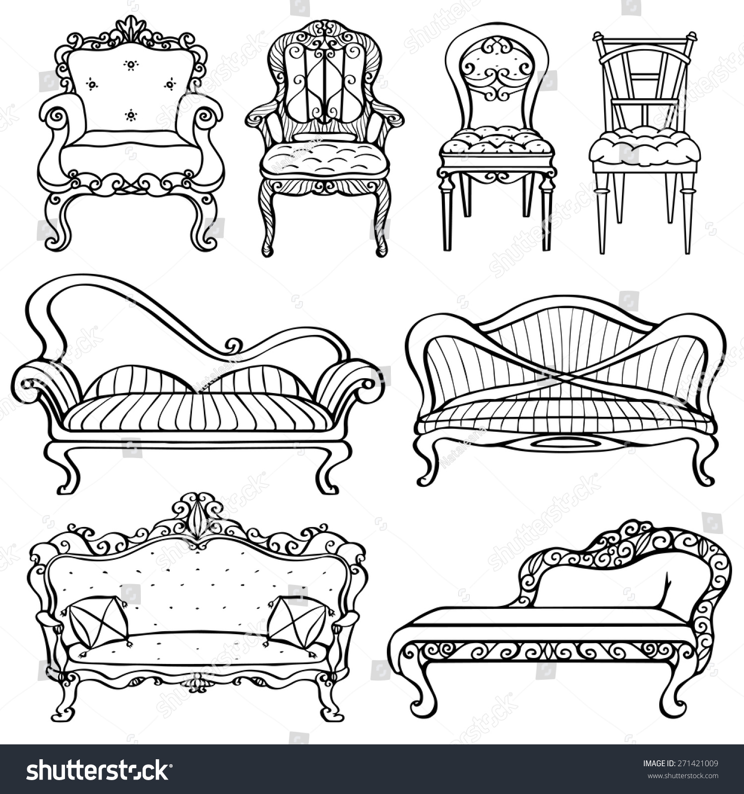 Furniture Chair Armchair Throne Sofa Couch Stock Vector (Royalty Free ...