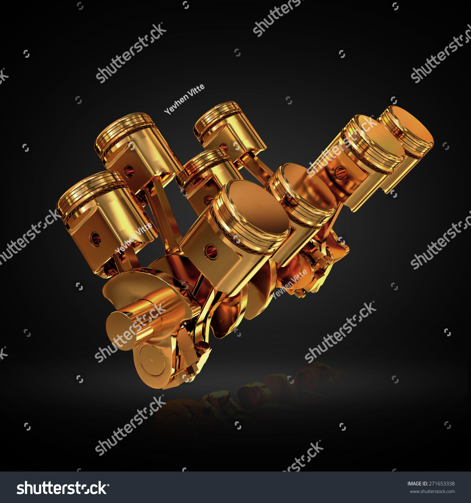 Pistons Crankshaft On Black Background V8 Stock Illustration 271653338