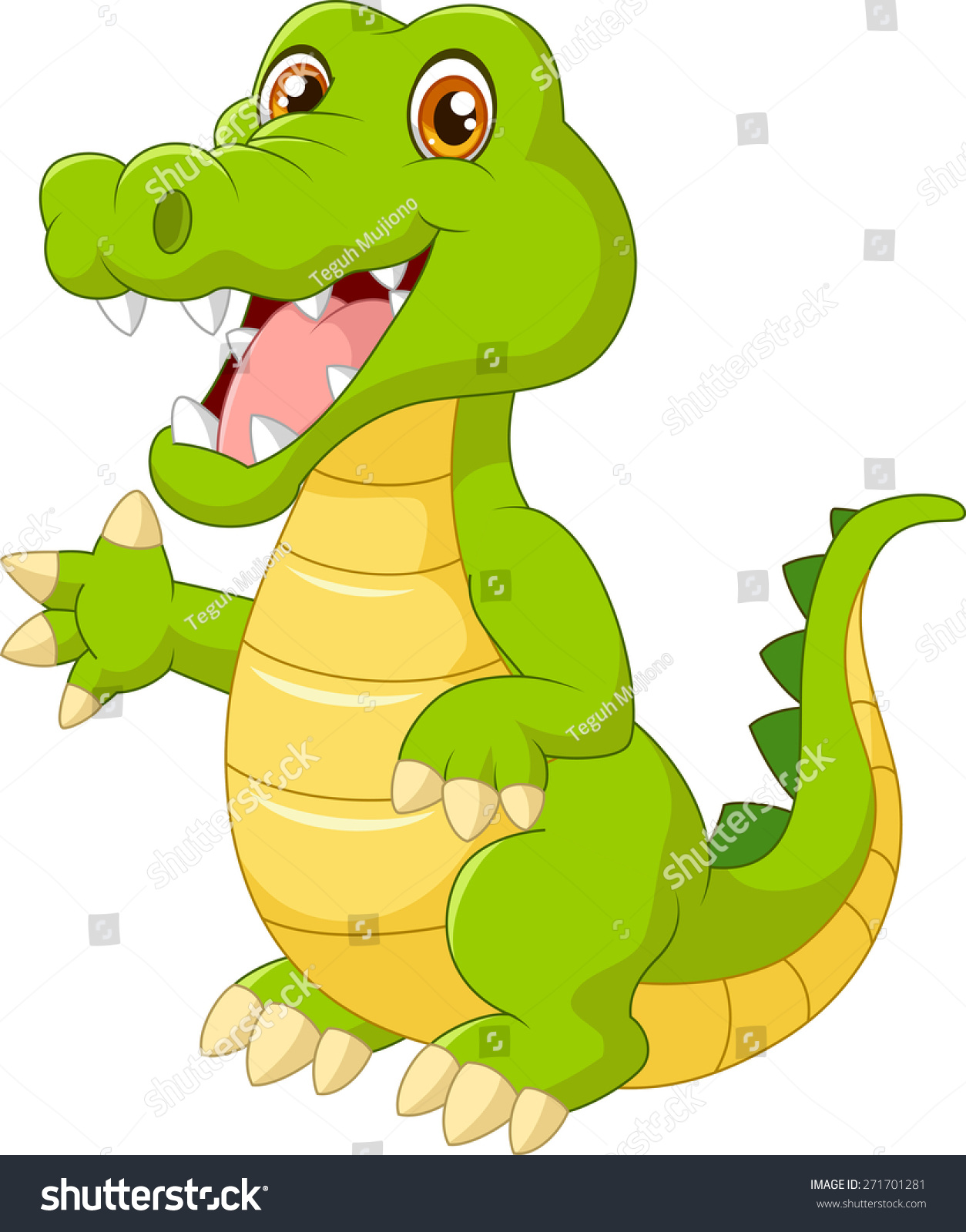 Cartoon Crocodile Waving Hand Stock Vector (Royalty Free) 271701281 ...