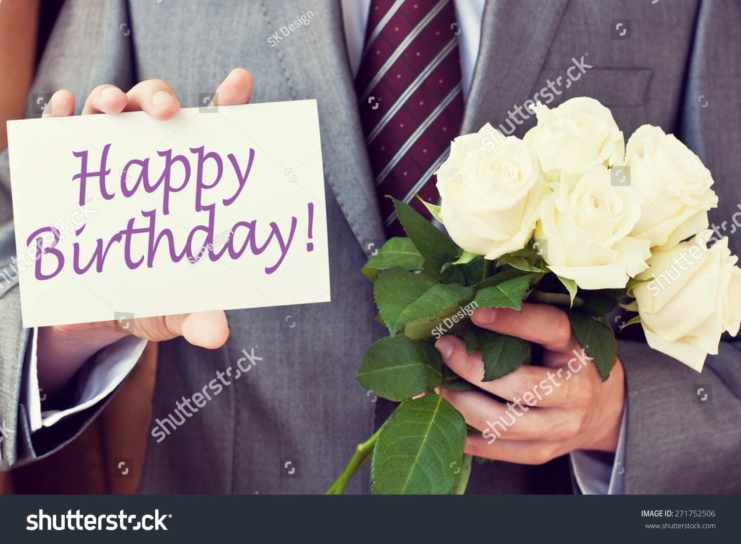 Happy Birthday Flowers For Him Happy Birthday Man Greeting Card Bouquet Stock Photo 271752506 |  Shutterstock