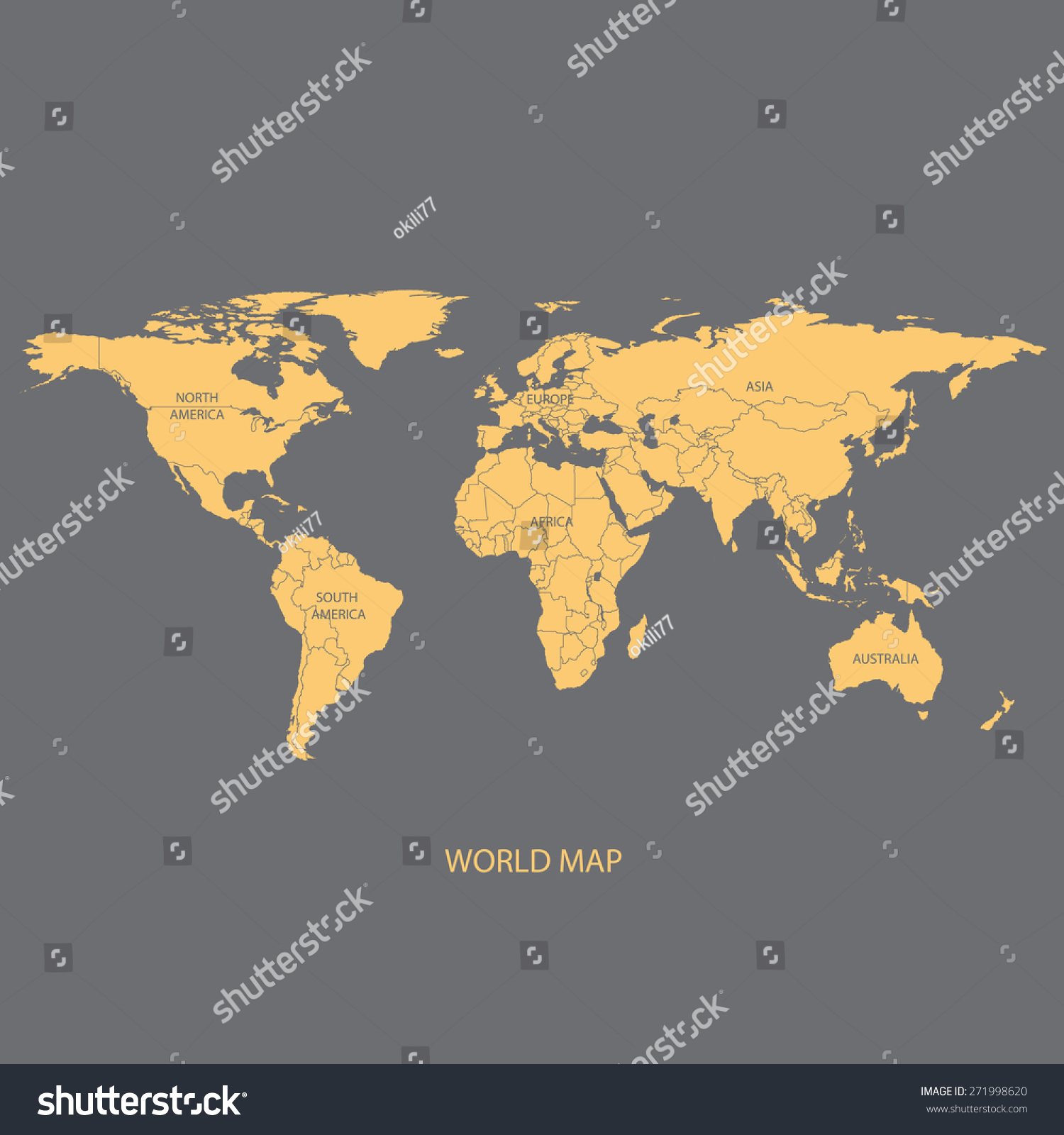 Vektor Stok World Map Illustration Vector Borders (tanpa Royalti 