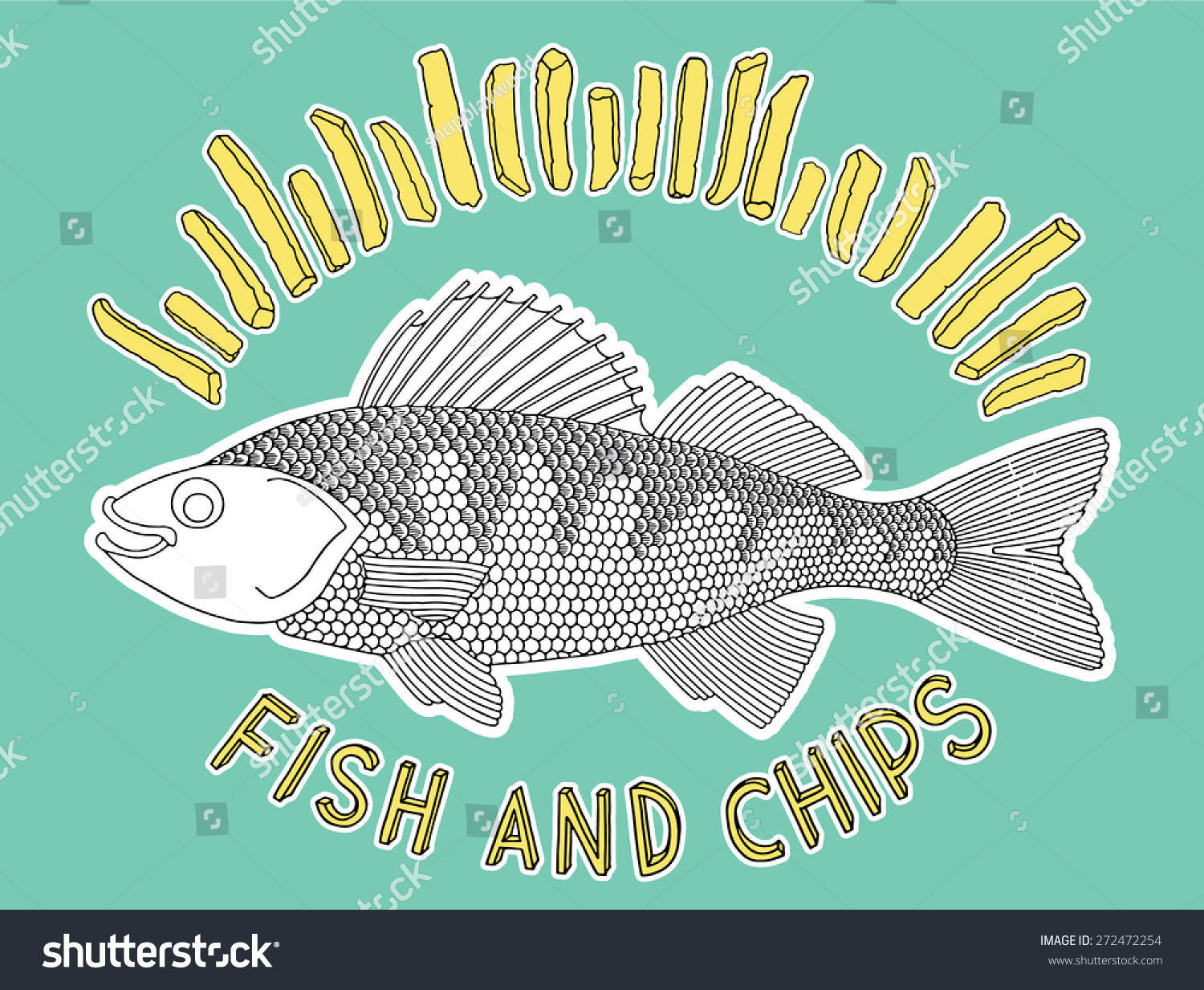 Hand Drawn Fish Chips Stock Vector (Royalty Free) 272472254 | Shutterstock