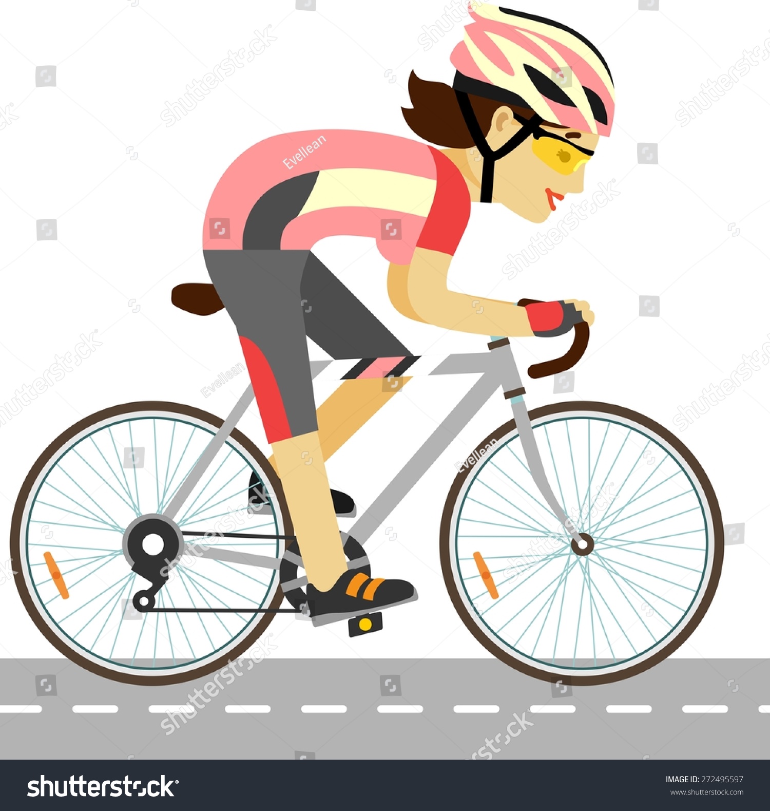 Young Racing Bicyclist Girl Bike Isolated Stock Vector (Royalty Free ...