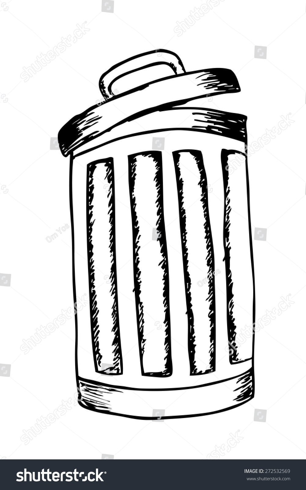 Hand Draw Sketch Rubbish Bin Filled Stock Vector (Royalty Free ...