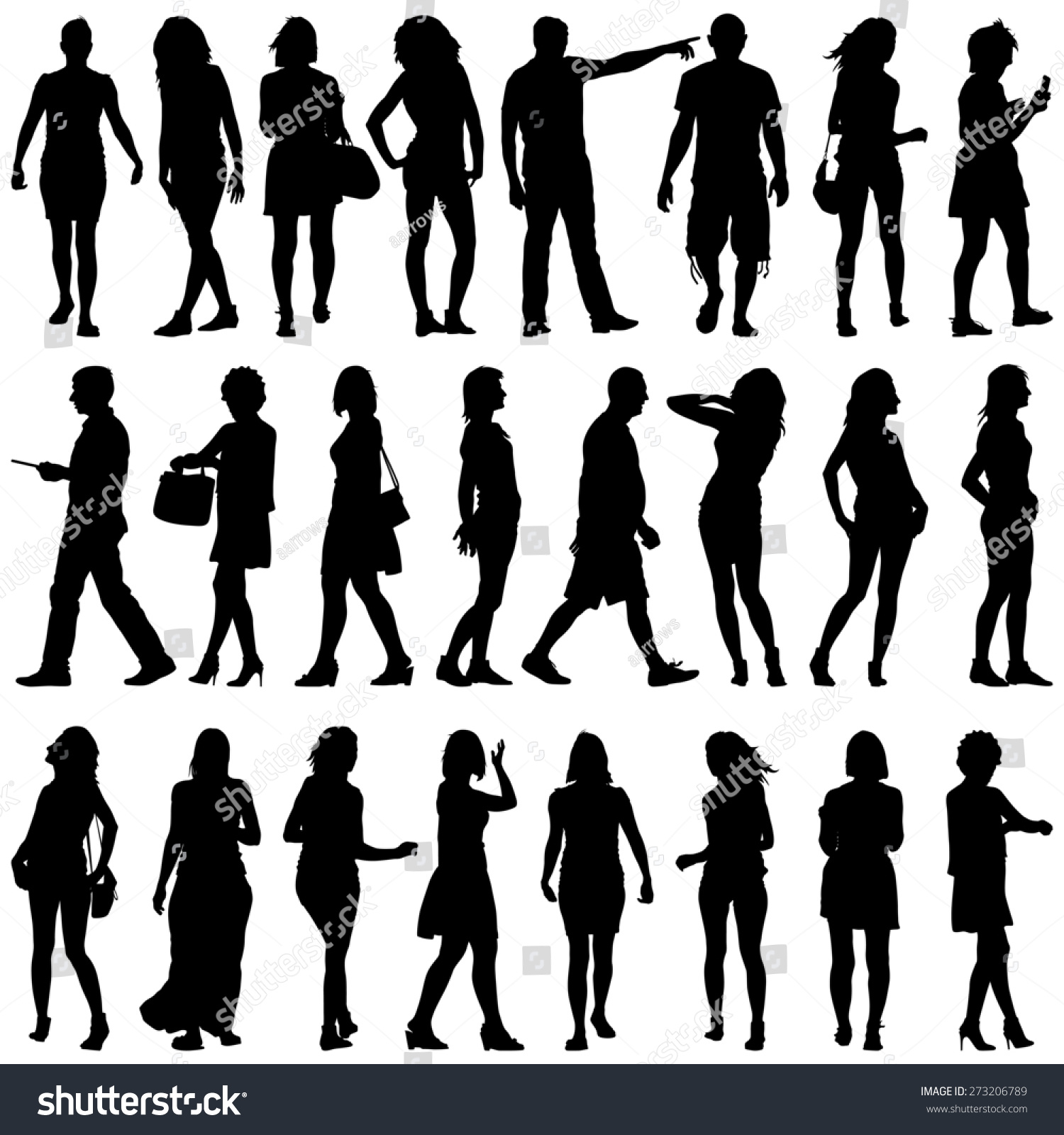 Black Silhouettes Beautiful Mans Womans On Stock Illustration 273206789 