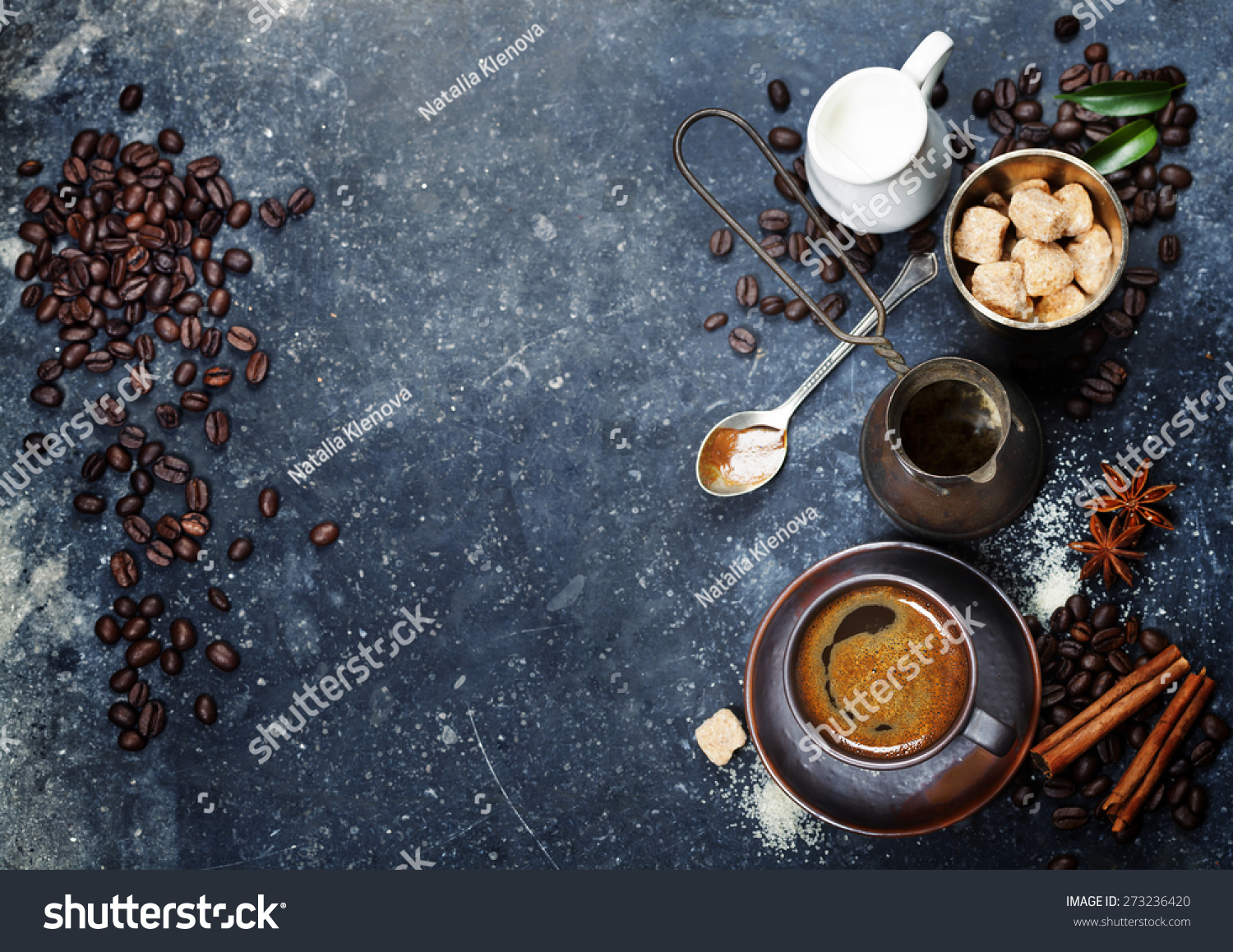 Top View Espresso Coffee Milk Sugar Stock Photo 273236420 | Shutterstock