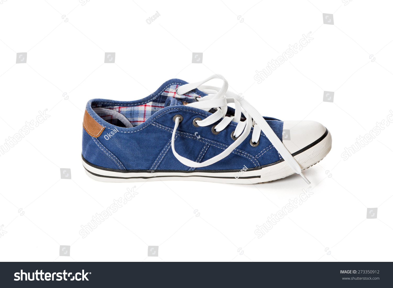 Side View Blue Athletic Shoe Untied Stock Photo 273350912 | Shutterstock